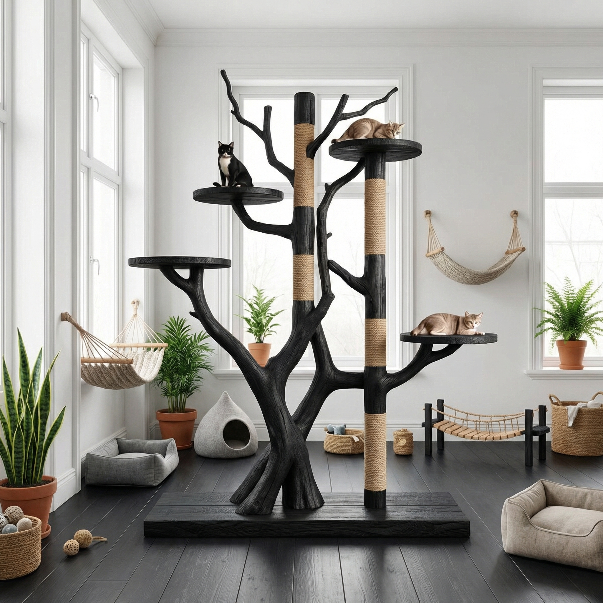 Rustic Tree Cat Tower Modern Living Room SINLSATT028