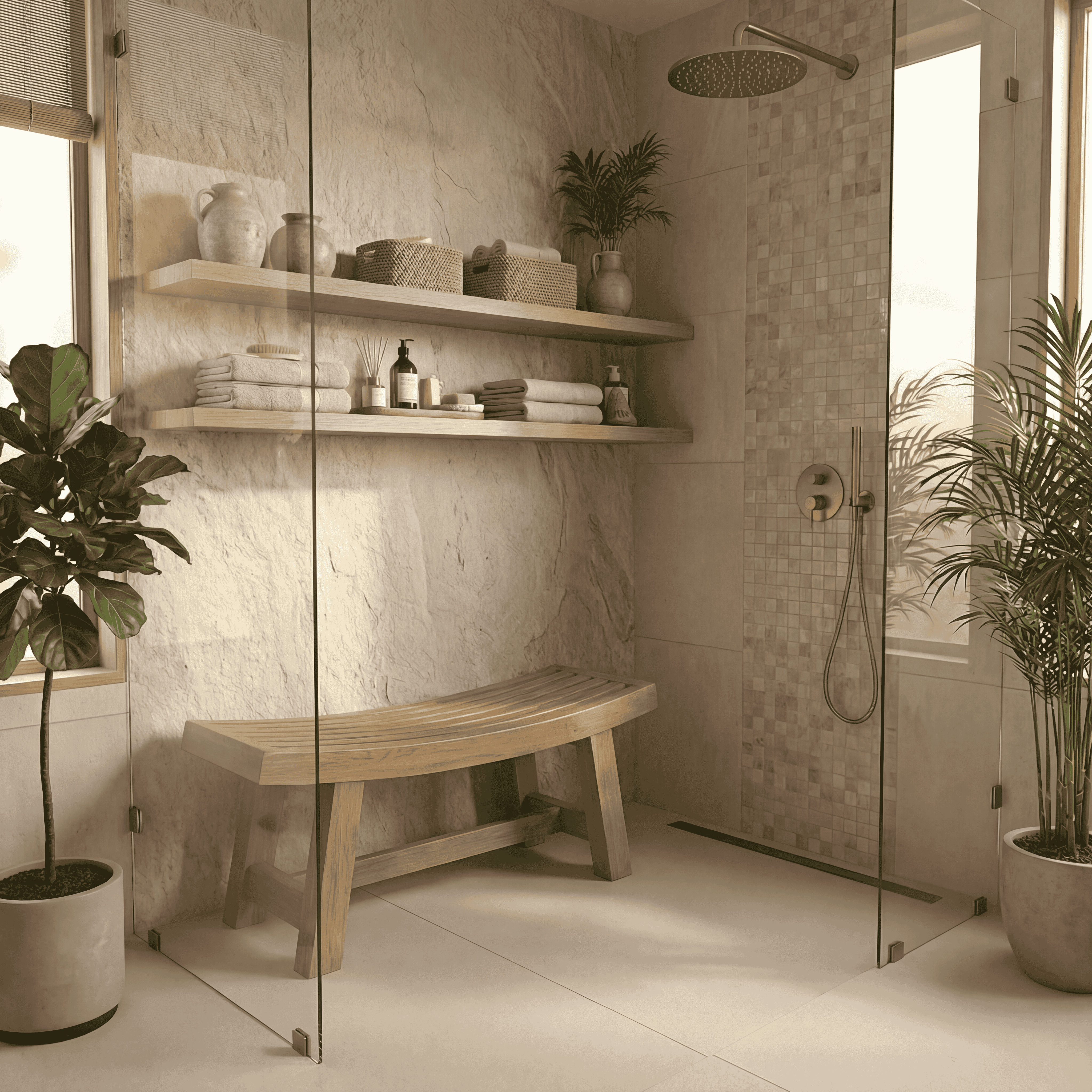 Mid Century Bench Bathroom Spa Seat Entryway SINLSARS005