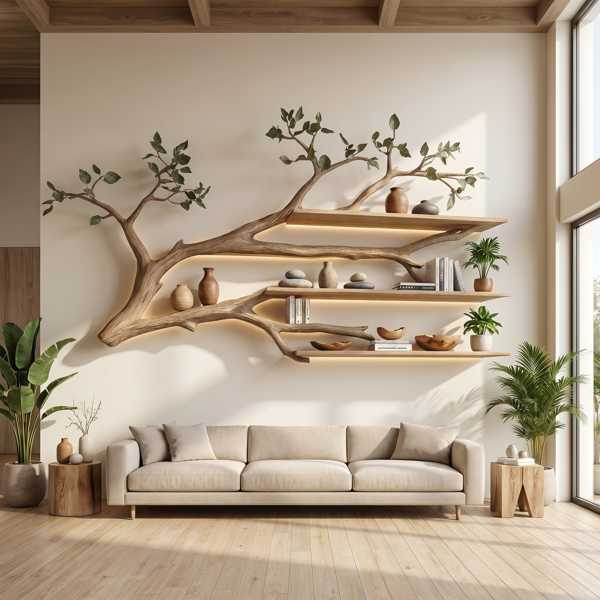 Rustic Tree Branch Floating Shelf Living Room SINLSATBS038