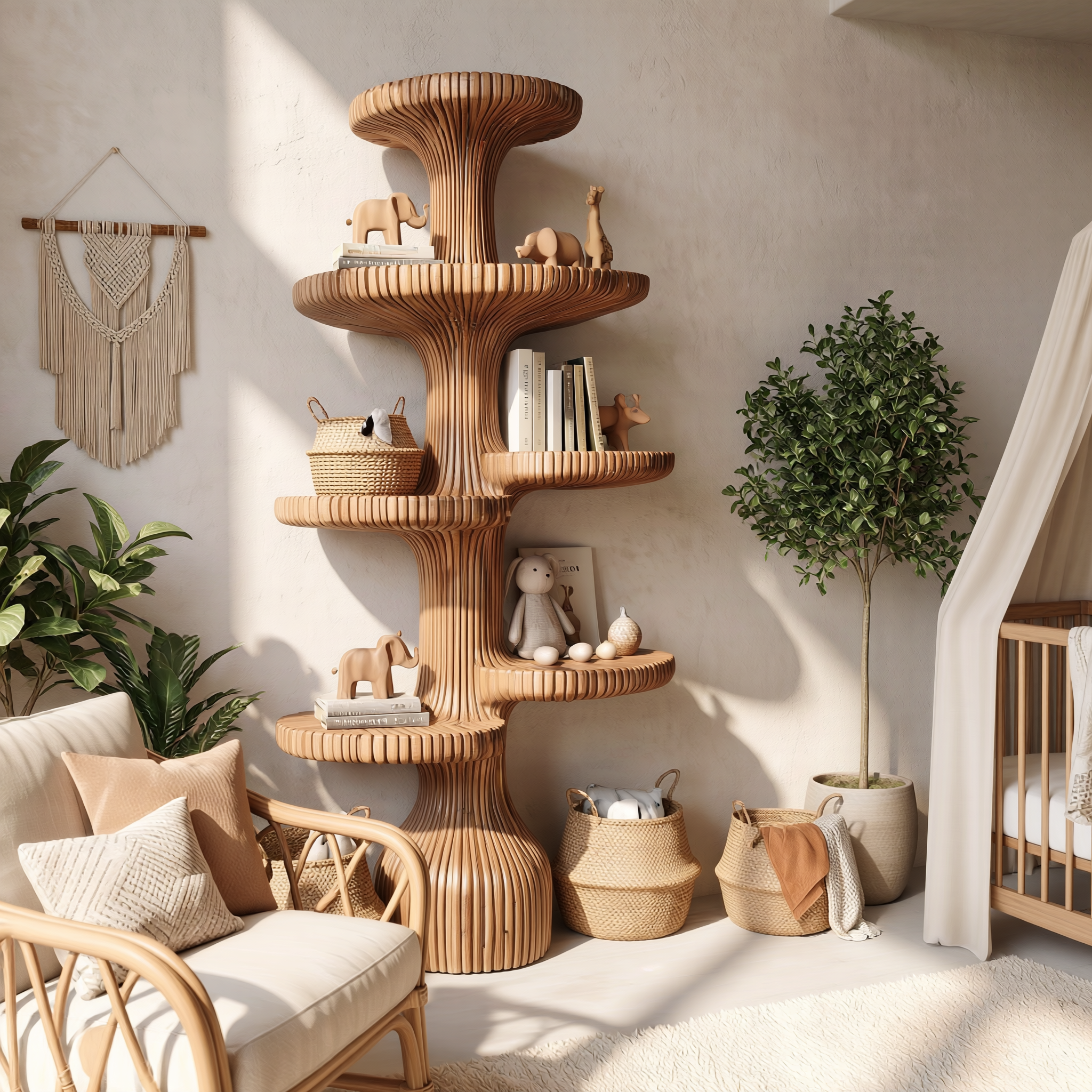Sculptural Tiered Tree Shelf Living Room Interior Artistic Feature SINLSATB615