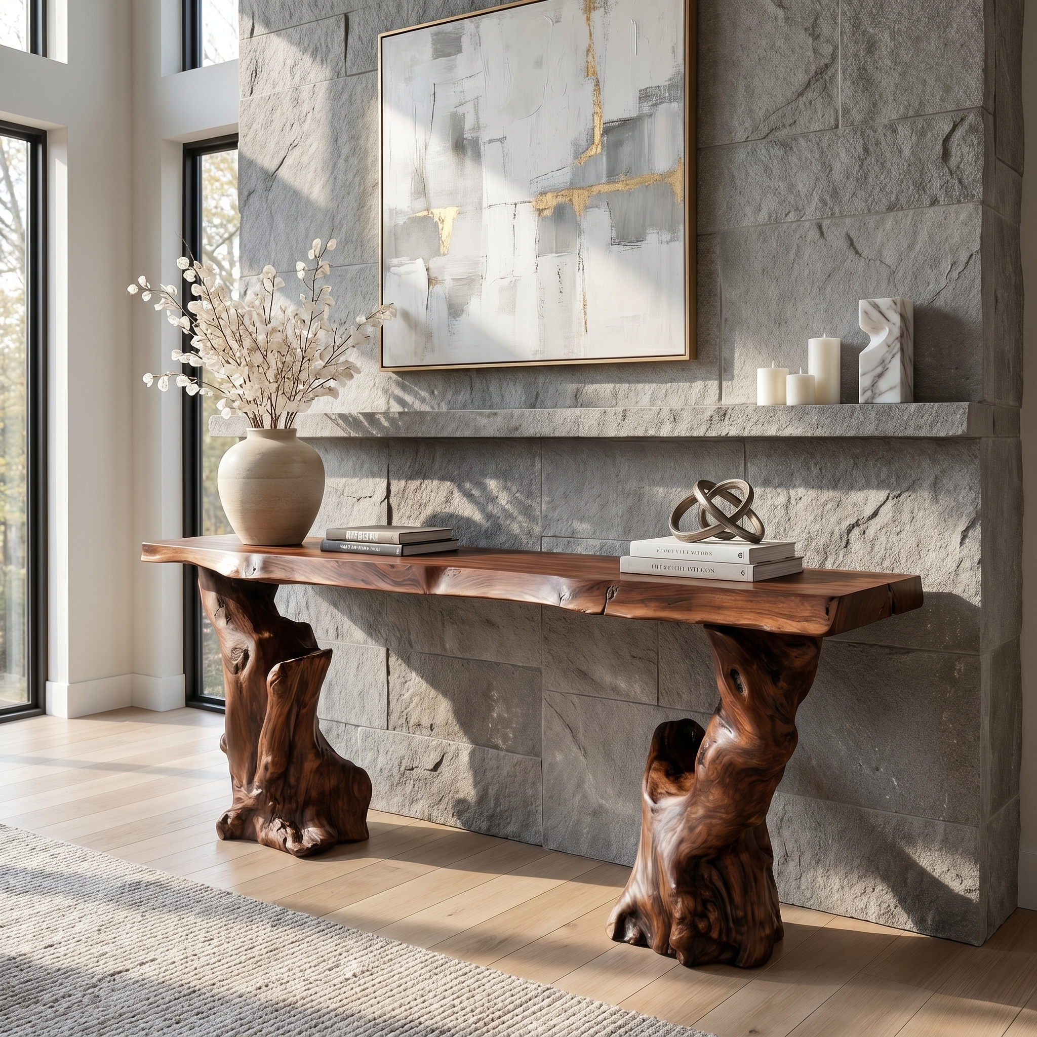 Mid Century Console Table Sculptural Wave Base Studio Apartment SINLSACS382