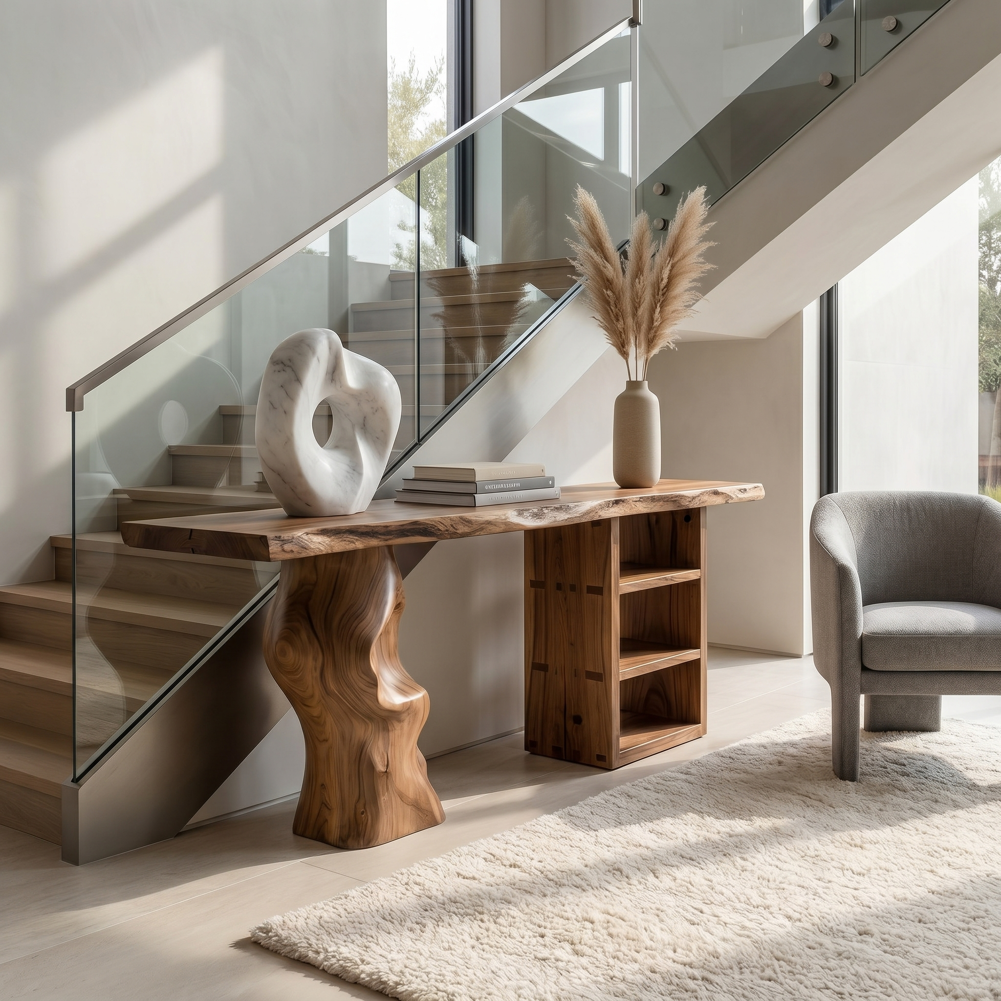 Japandi Organic Modern Console Table Living Room And Entryway SINLSACS430