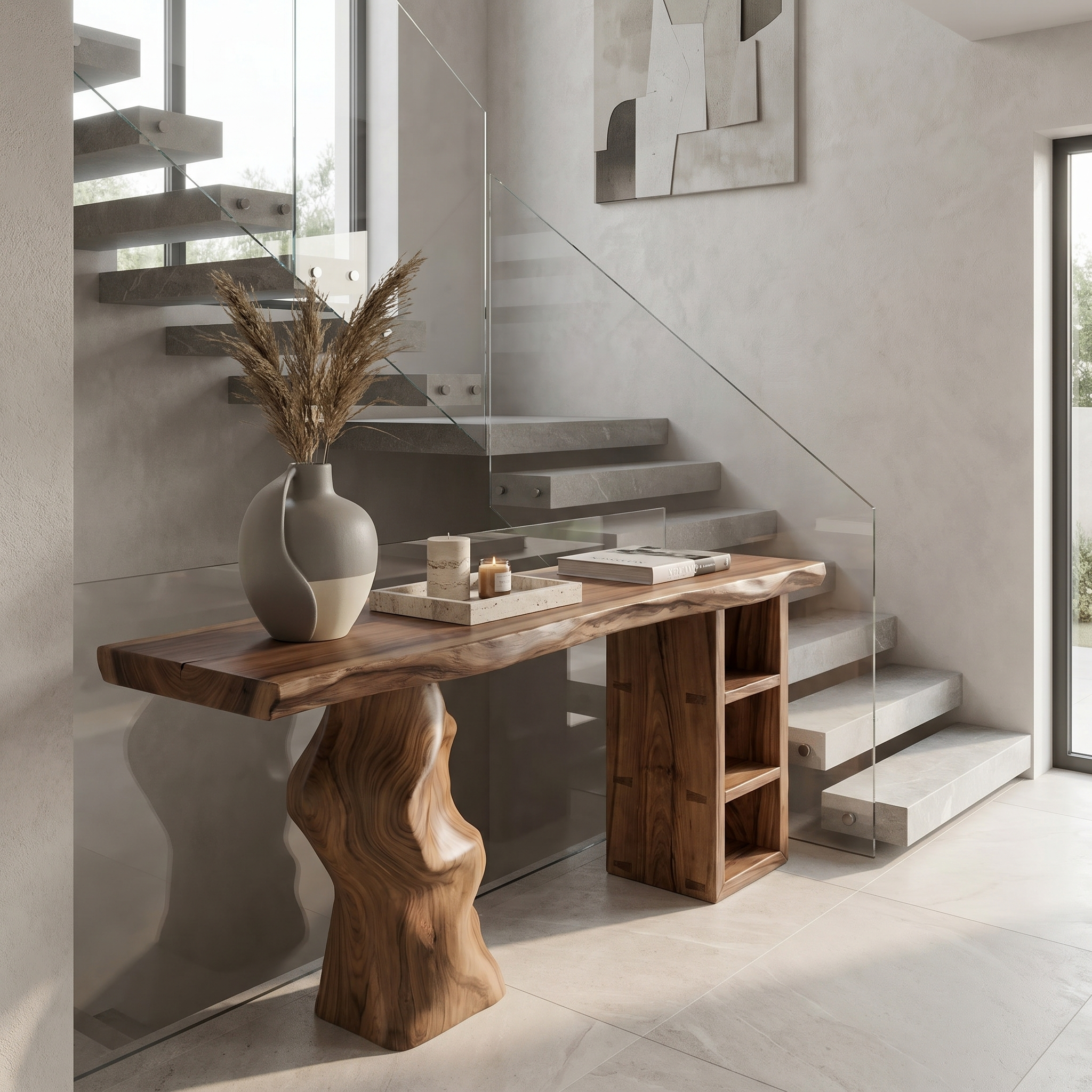Japandi Organic Modern Console Table Living Room And Entryway SINLSACS430