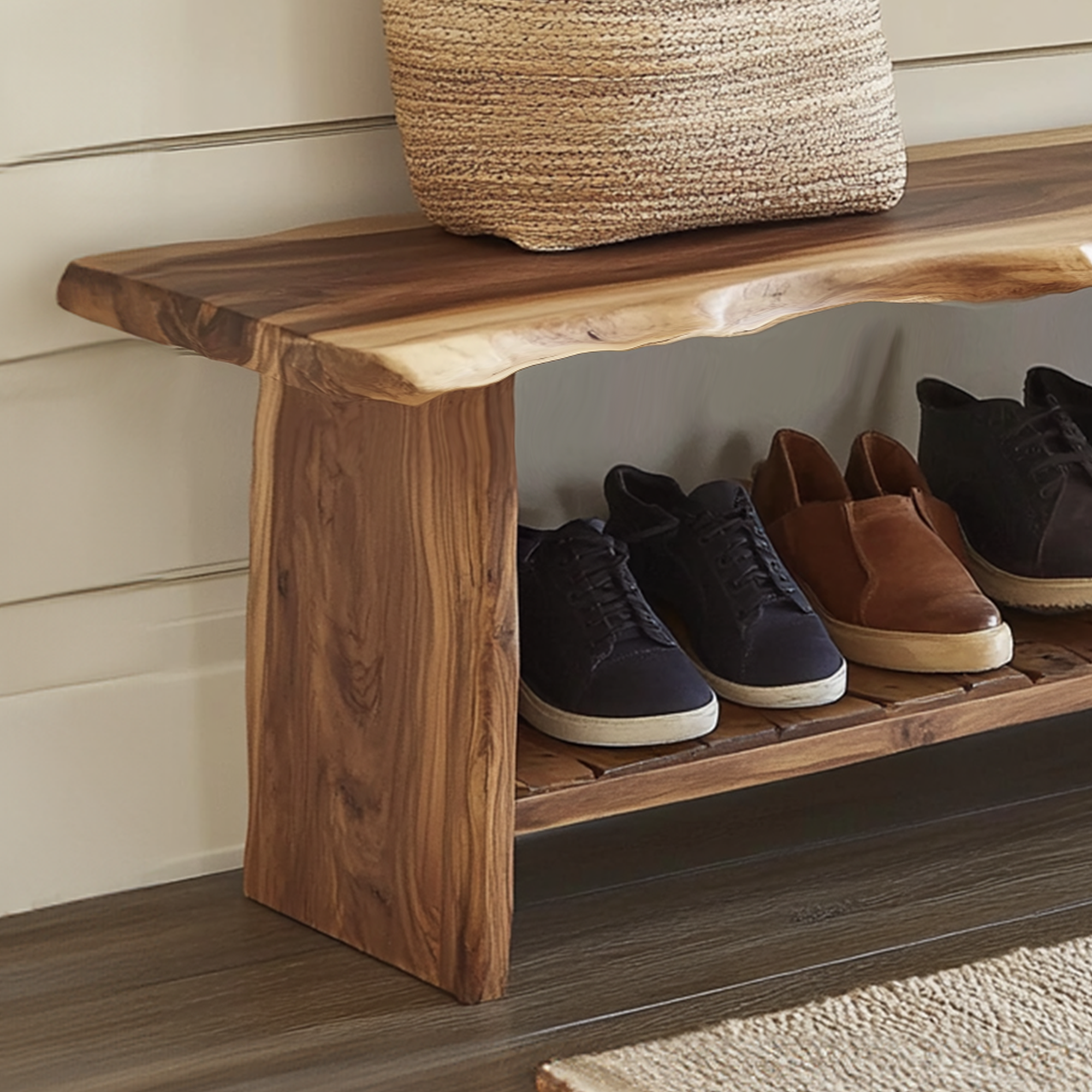 Solid Wood Entryway Bench Shoe Rack Bench SINLSB016