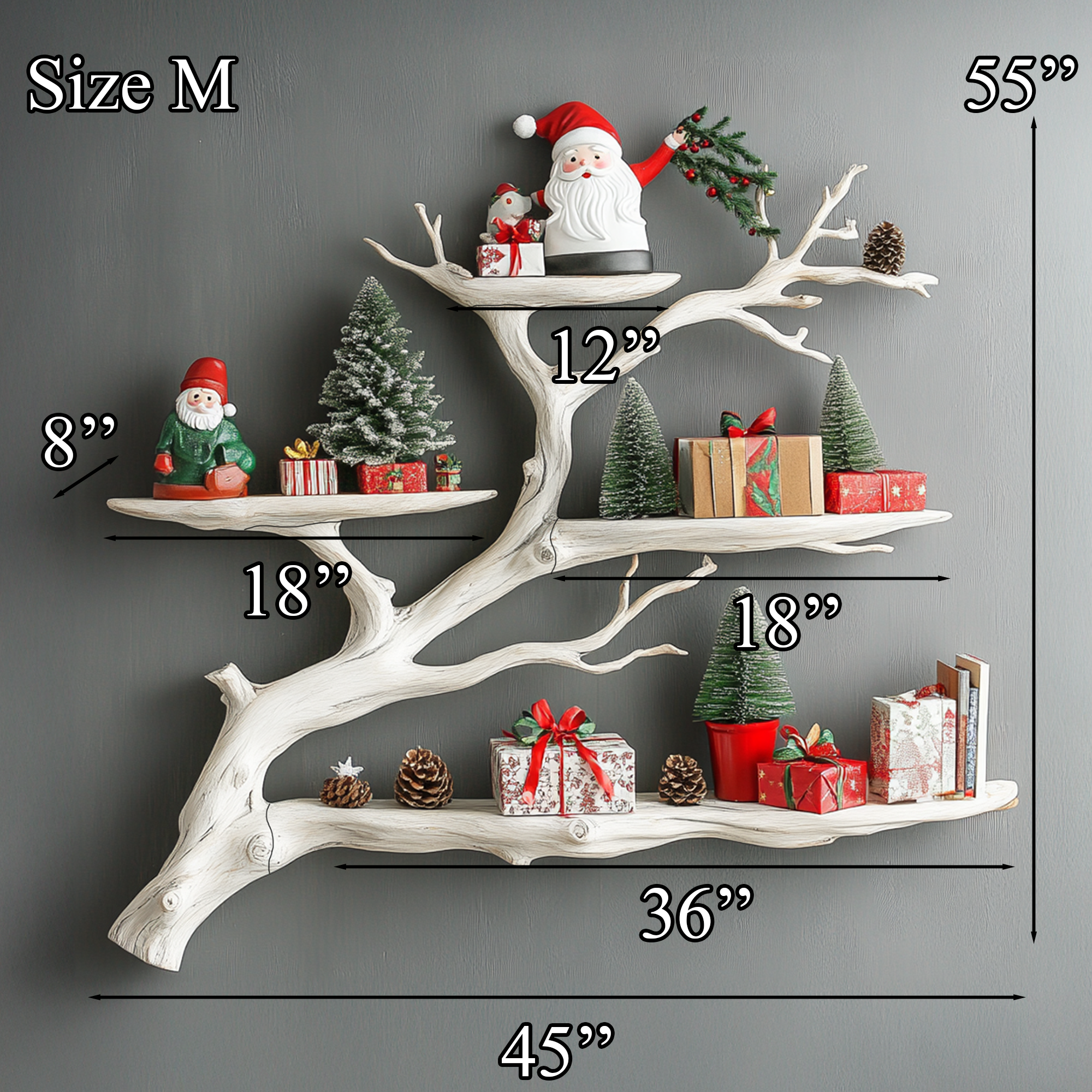 Driftwood Wall Mounted Shelf Bookcase Decor Living Room SINLTBS018