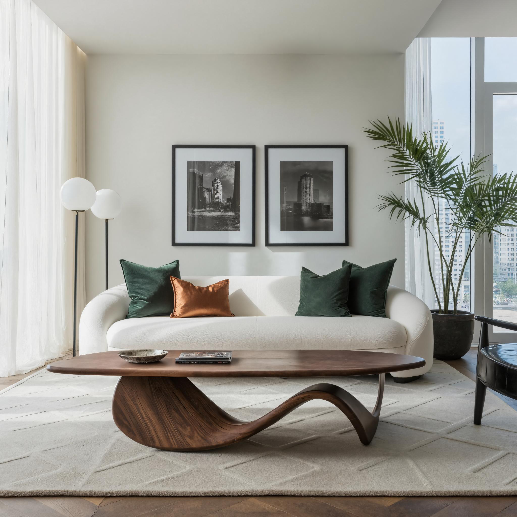 Modern Coffee Table With Wave Design For Living Room SITHTTCF006