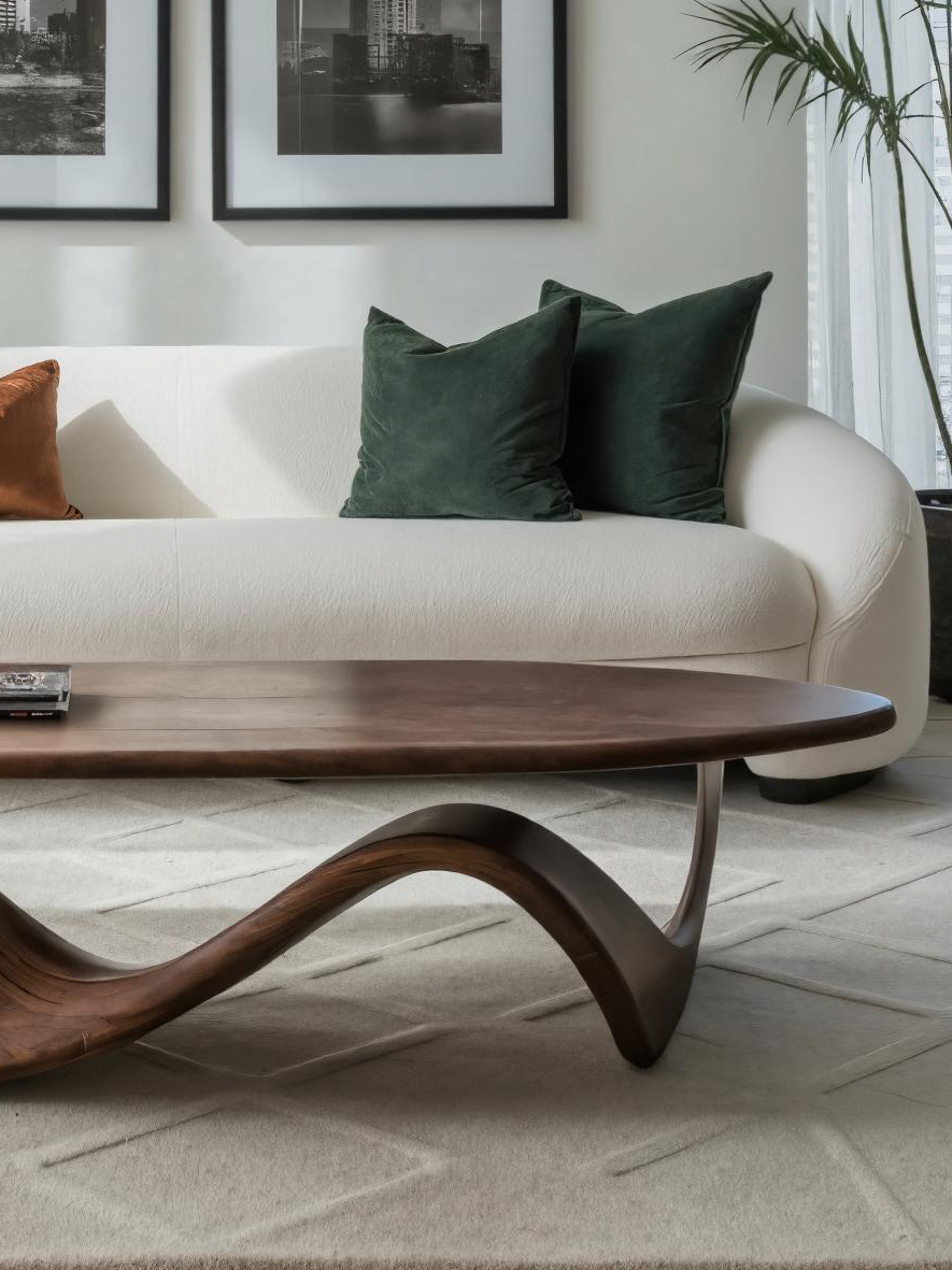 Modern Coffee Table With Wave Design For Living Room SITHTTCF006