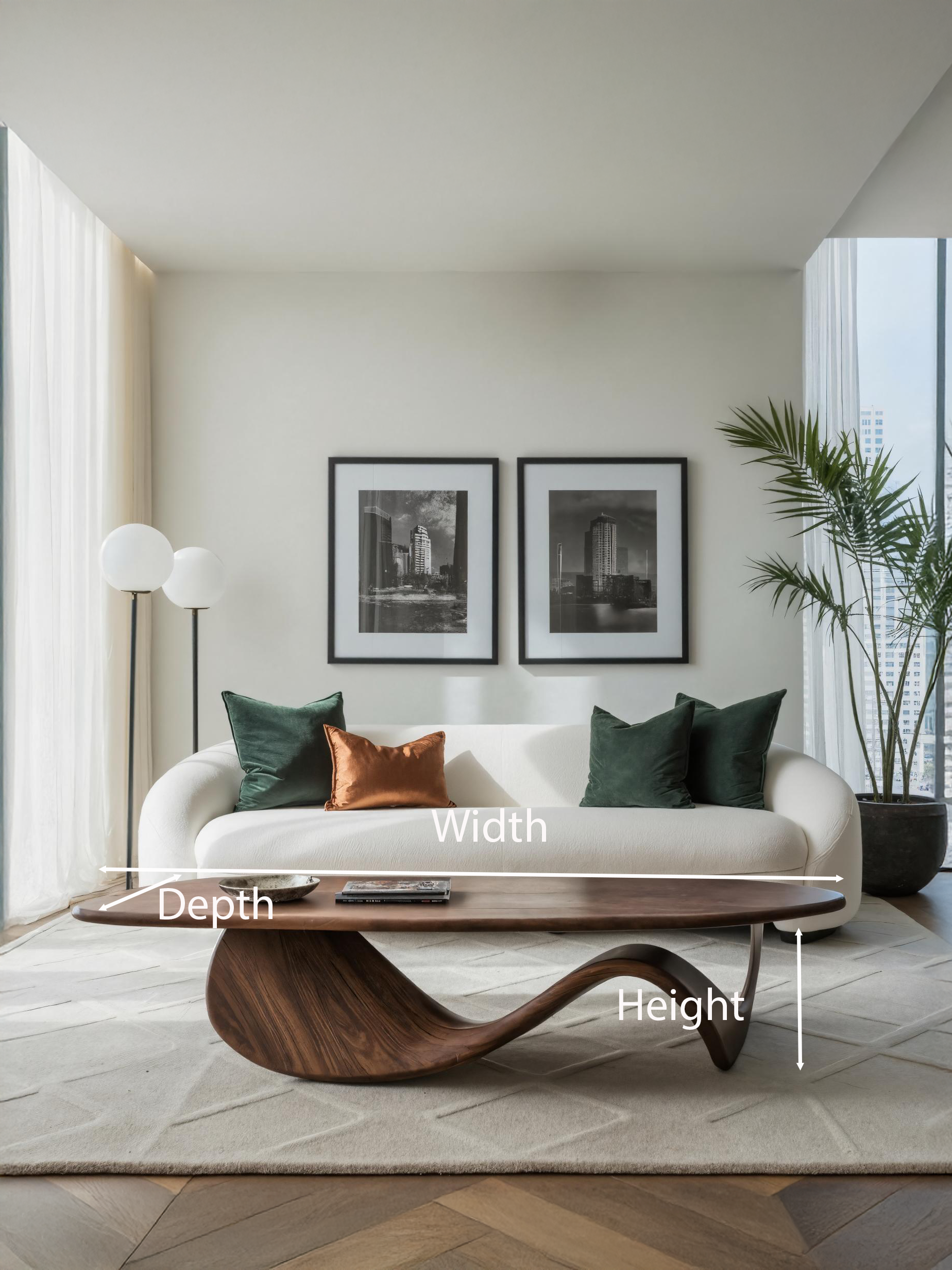 Modern Coffee Table With Wave Design For Living Room SITHTTCF006