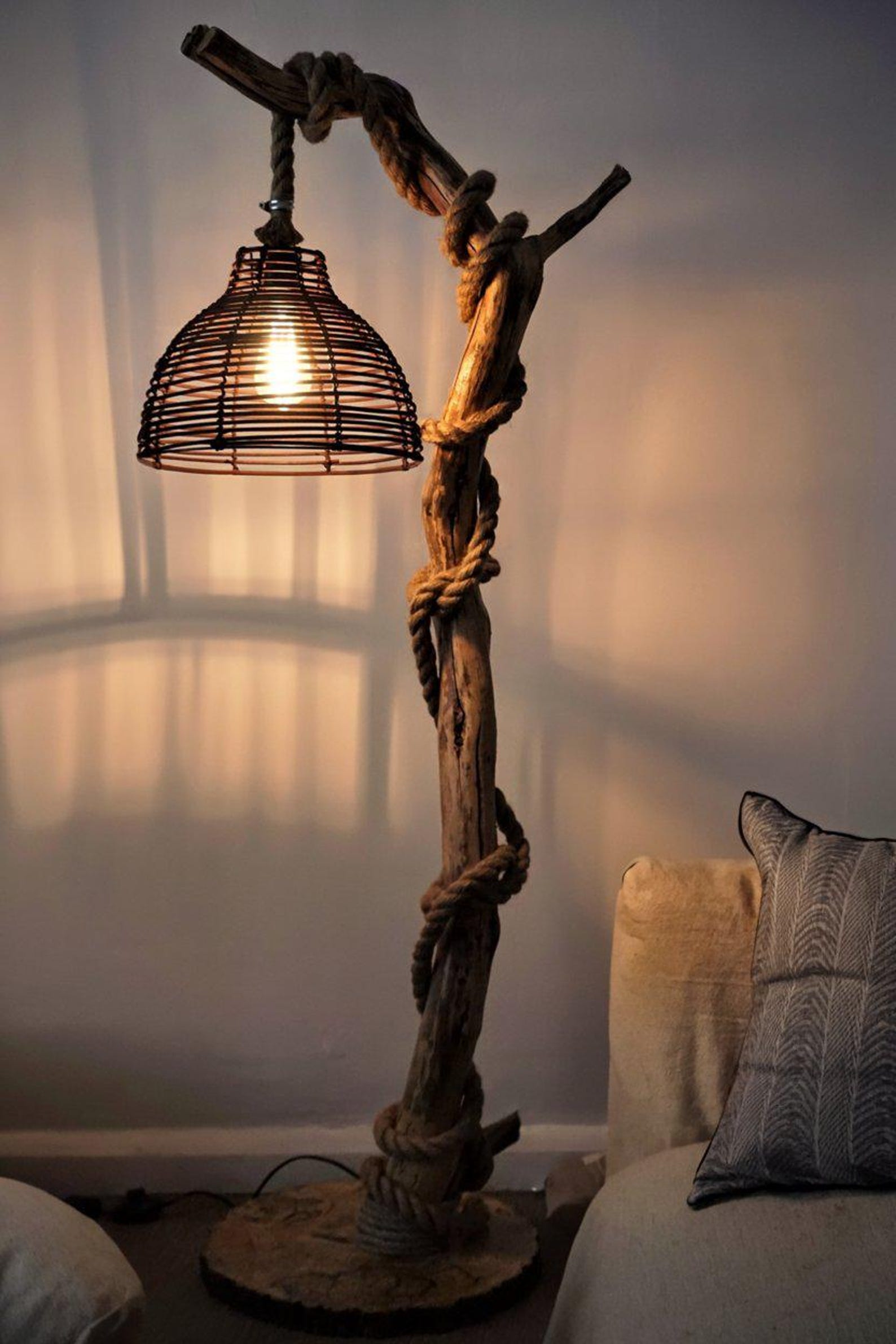 Rustic Home Decor With Handmade Driftwood Floor Lamp And Hanging Light For Living Room And Bedroom SITHLAM014