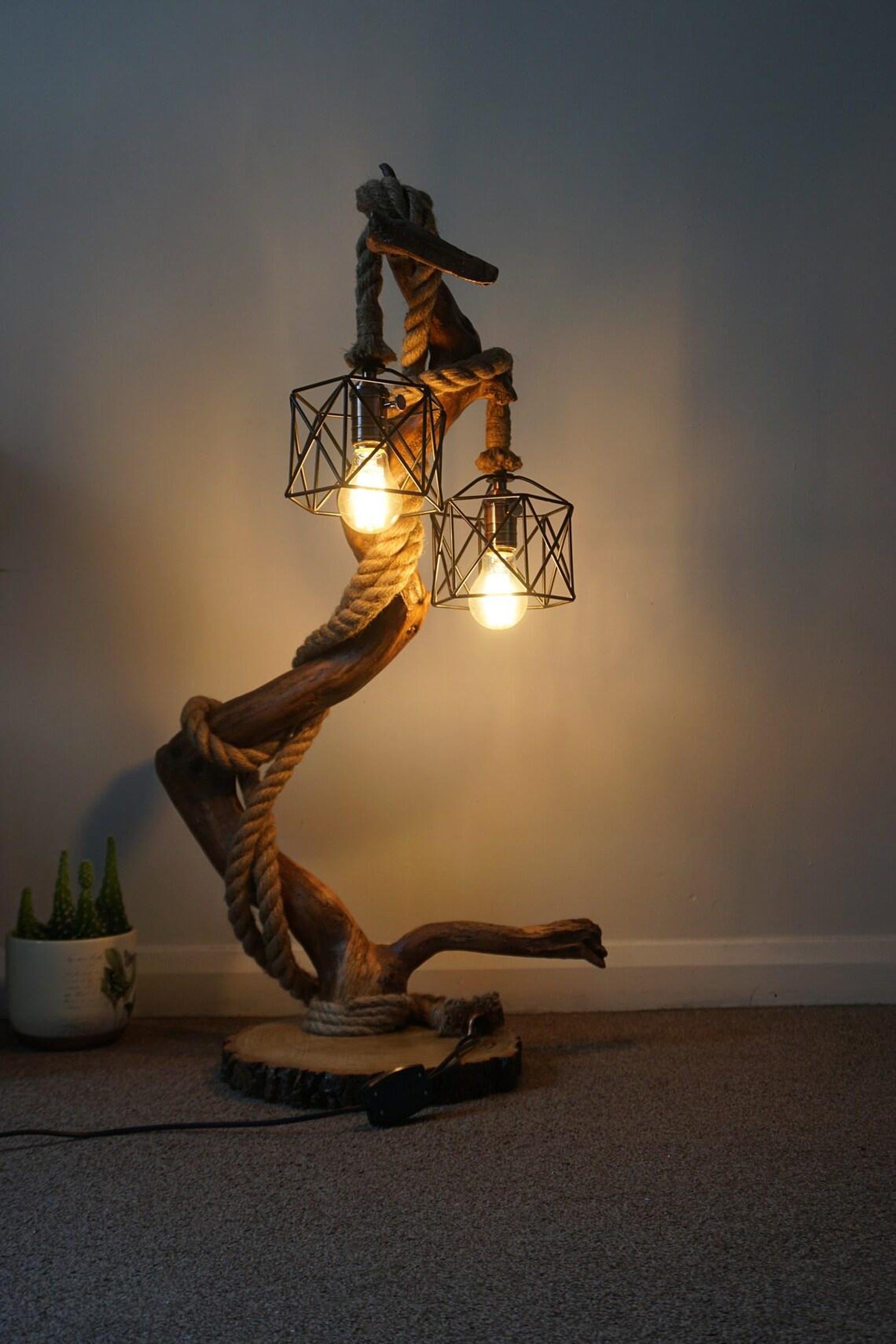 Rustic Style For Driftwood Double Lamp And Large Rustic Wooden Floor Lamp In Living Room And Bedroom Decor SITHLAM017
