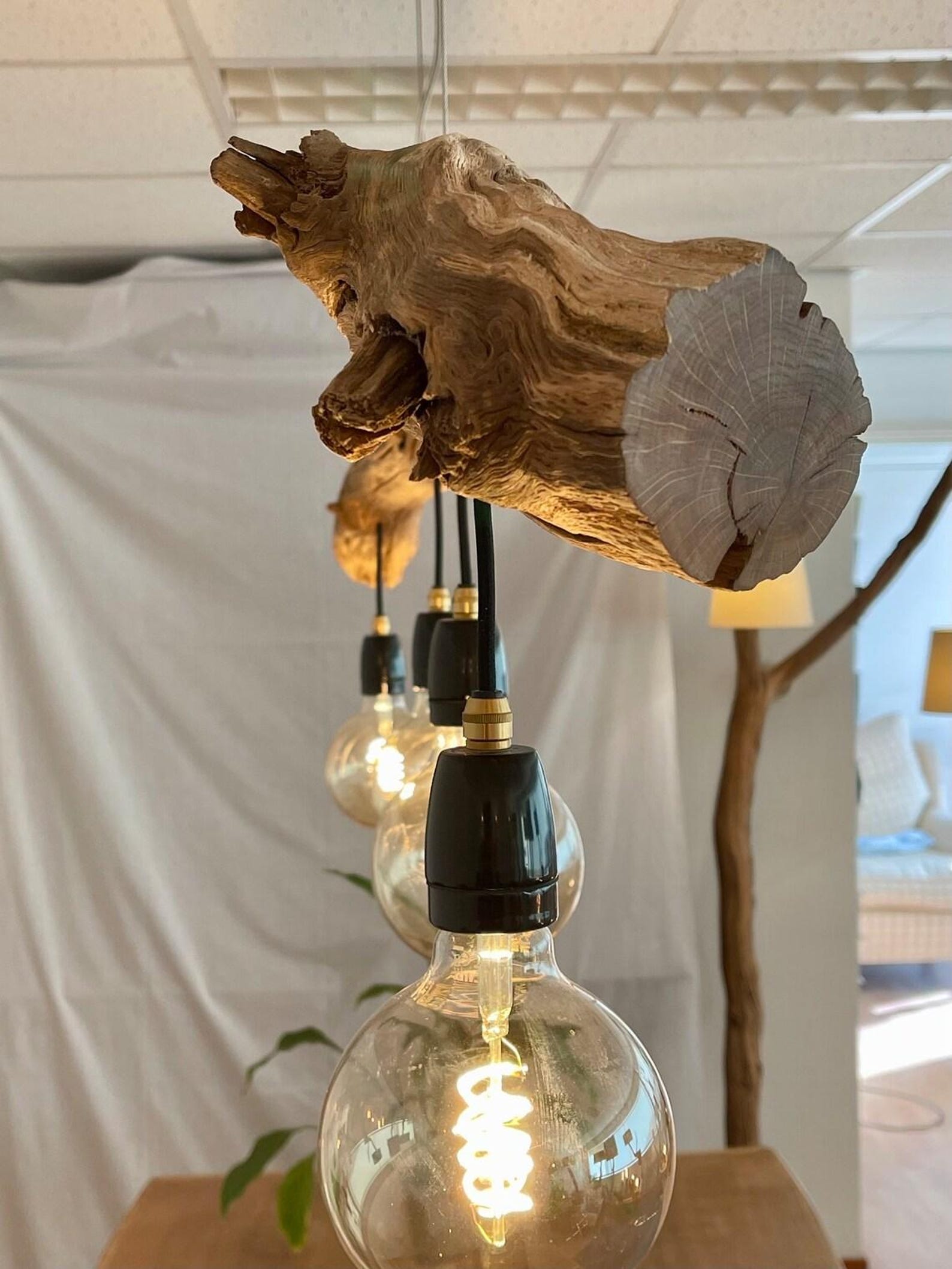 Rustic Home Decor Driftwood Ceiling Light And Custom Size Wooden Lamp For Living Room Bedroom Dining Area SITHLAM010