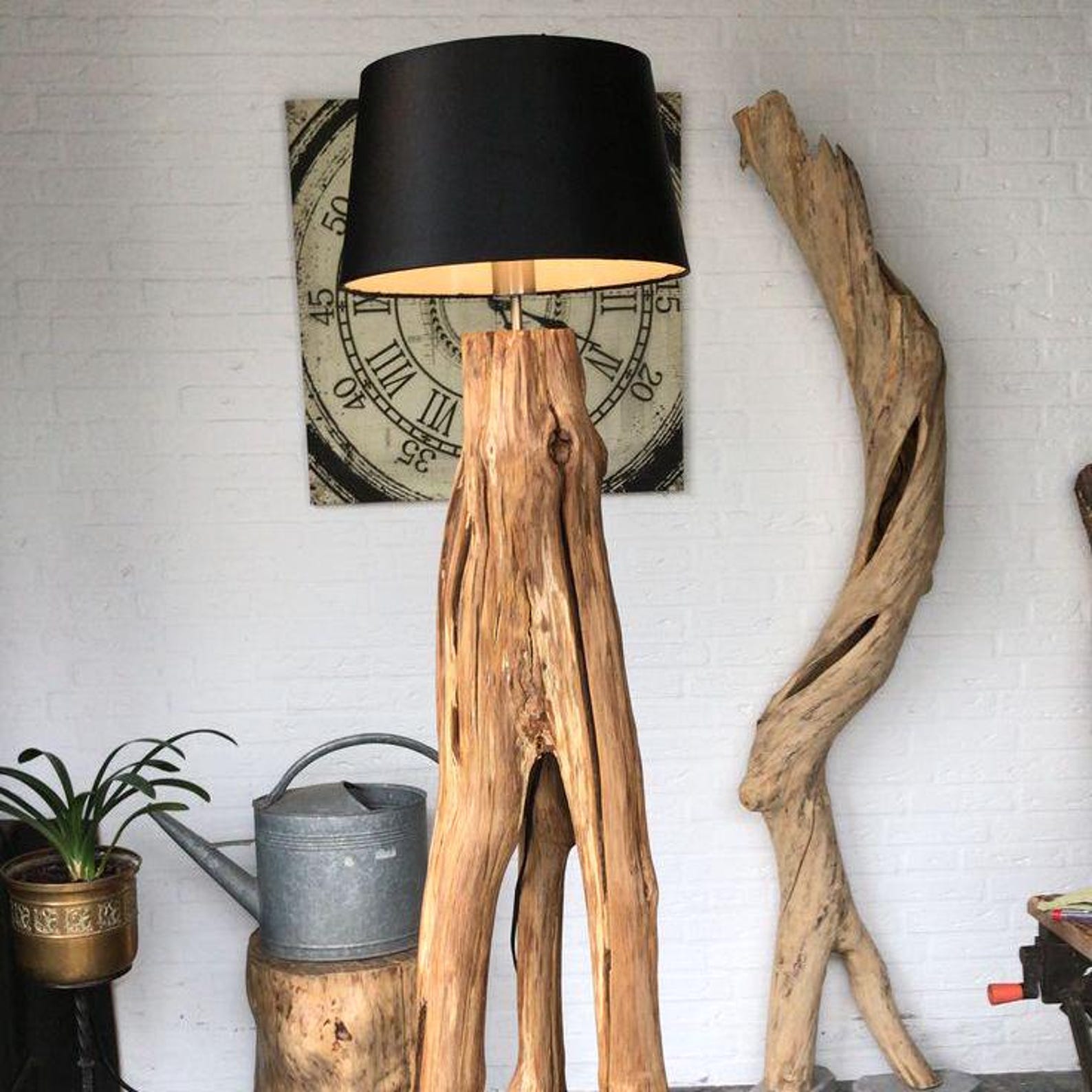 Rustic Farmhouse Tree Trunk Floor Lamp And Modern Corner Lighting For Minimalist Living Room Design SITHLAM018