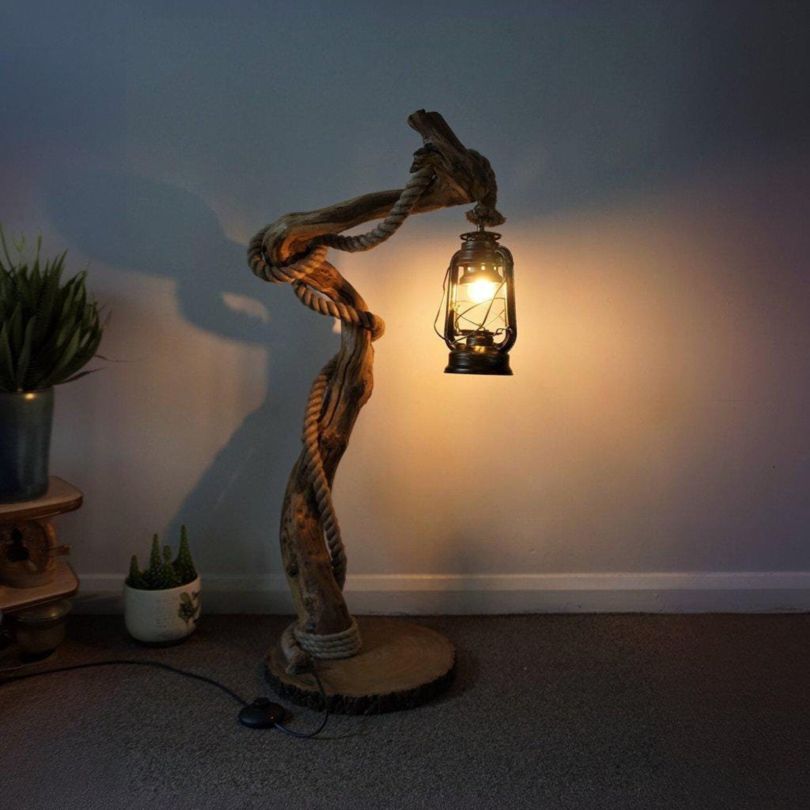 Rustic Driftwood Floor Lamp And Industrial Farmhouse Lighting For Living Room Bedroom And Home Office SITHLAM013