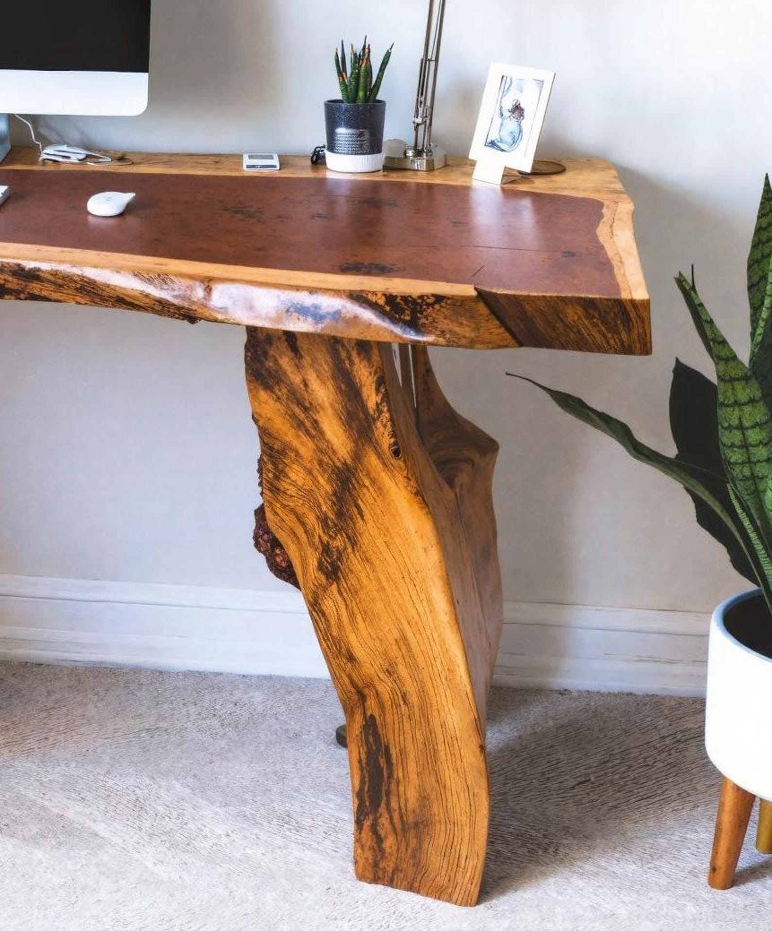 Live Edge Industrial Desk And Rustic Handcrafted Office Desk For Home Office And Creative Workspace SITHDE002