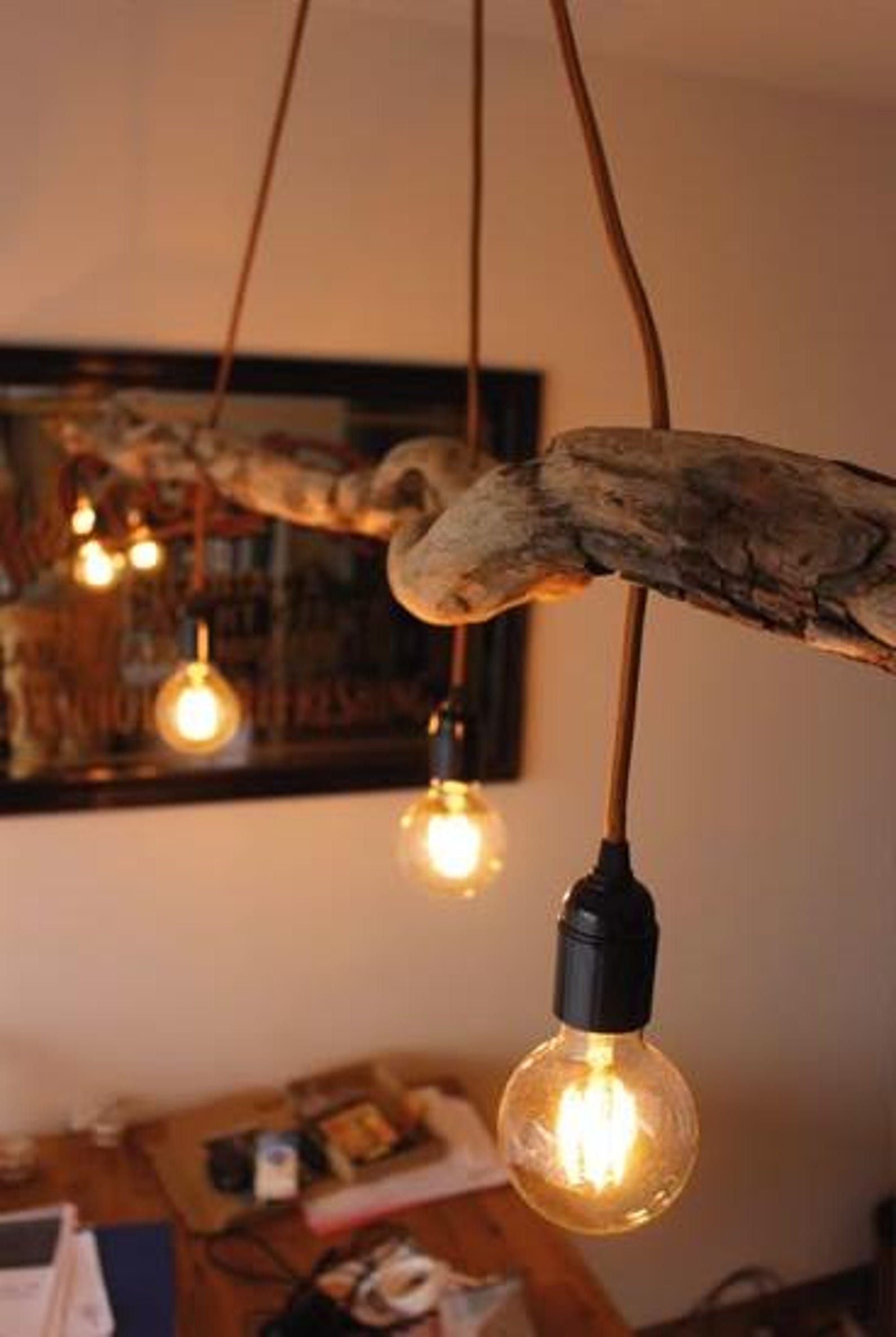 Unique Driftwood Ceiling Lamp With 3 Pendants And Driftwood Pendant Lighting For Living Room And Dining Room Decor SITHLAM011