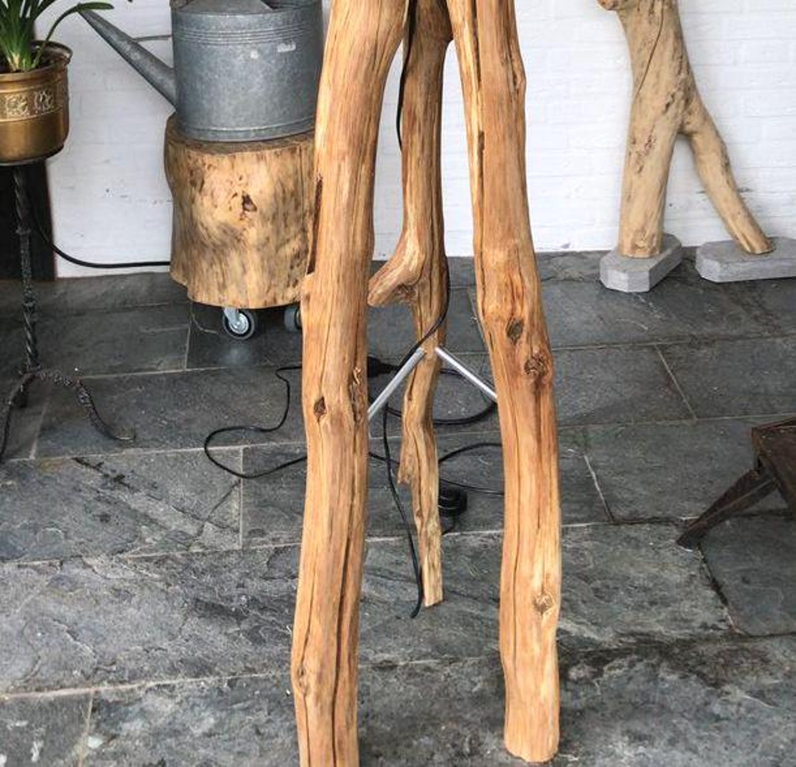 Rustic Farmhouse Tree Trunk Floor Lamp And Modern Corner Lighting For Minimalist Living Room Design SITHLAM018