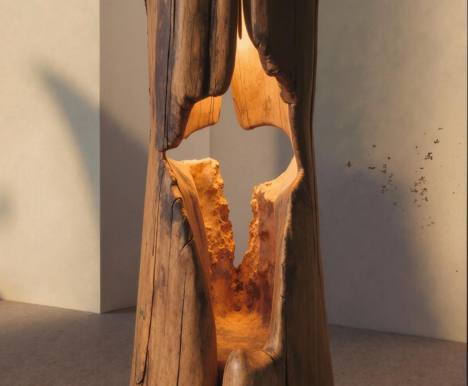 Rustic Hollowed Log Floor Lamp For Lighting In Living Room Bedroom And Office SITHLAM003