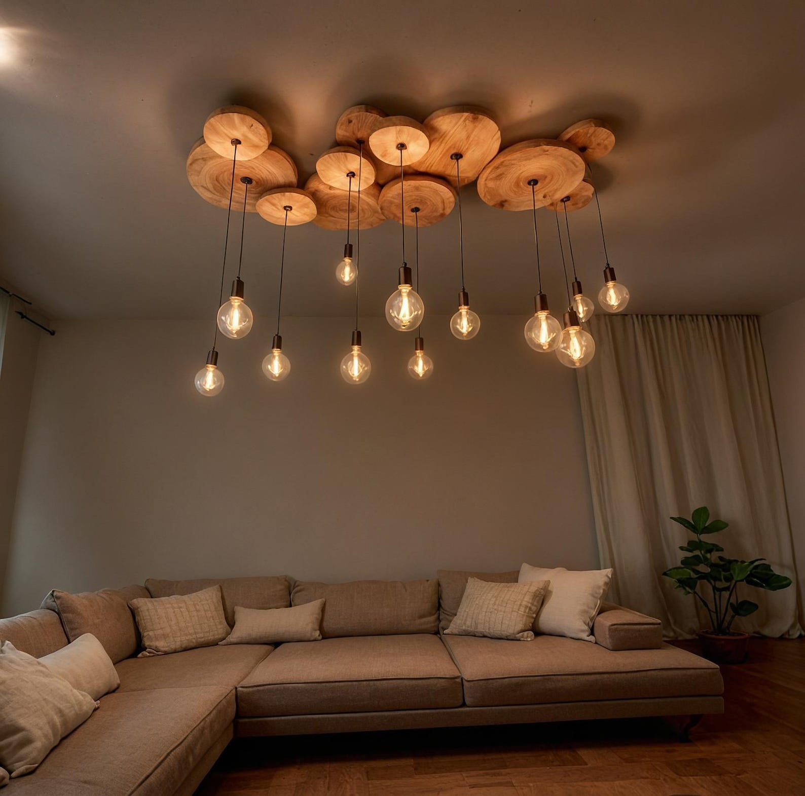 Rustic Pendant Ceiling Light And Wooden Chandelier For Living Room Dining Room And Entryway SITHLAM001