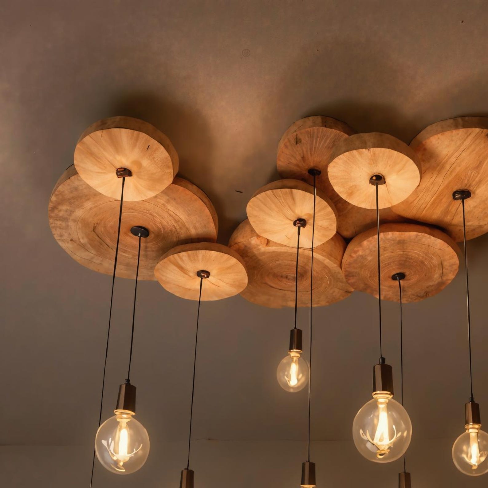Rustic Pendant Ceiling Light And Wooden Chandelier For Living Room Dining Room And Entryway SITHLAM001