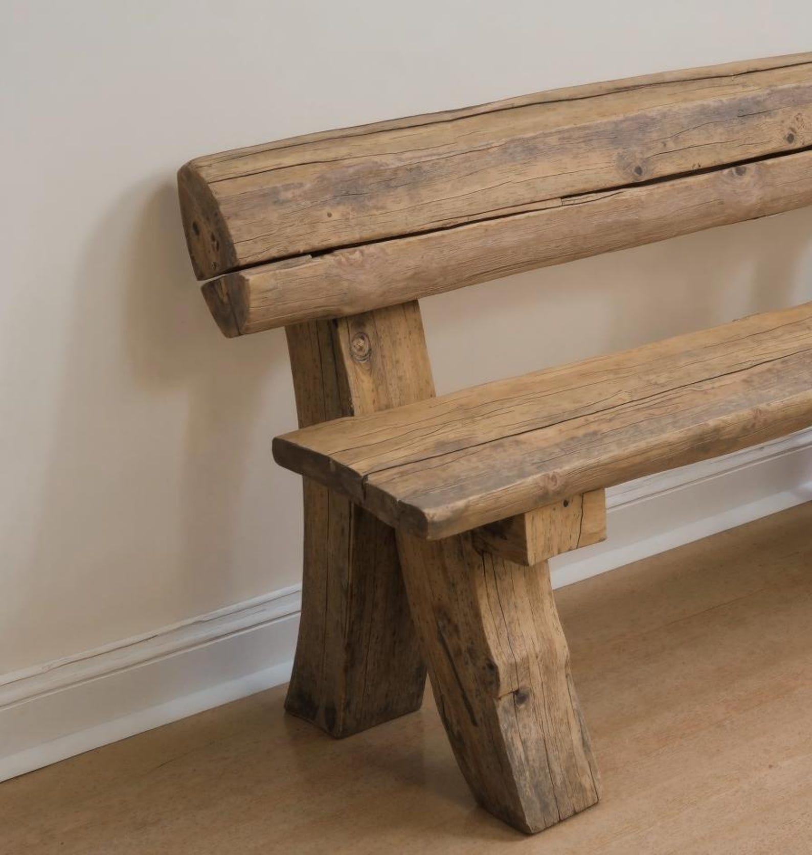 Rustic Wooden Bench With Backrest For Garden Patio Porch And Entryway SITHBEN001
