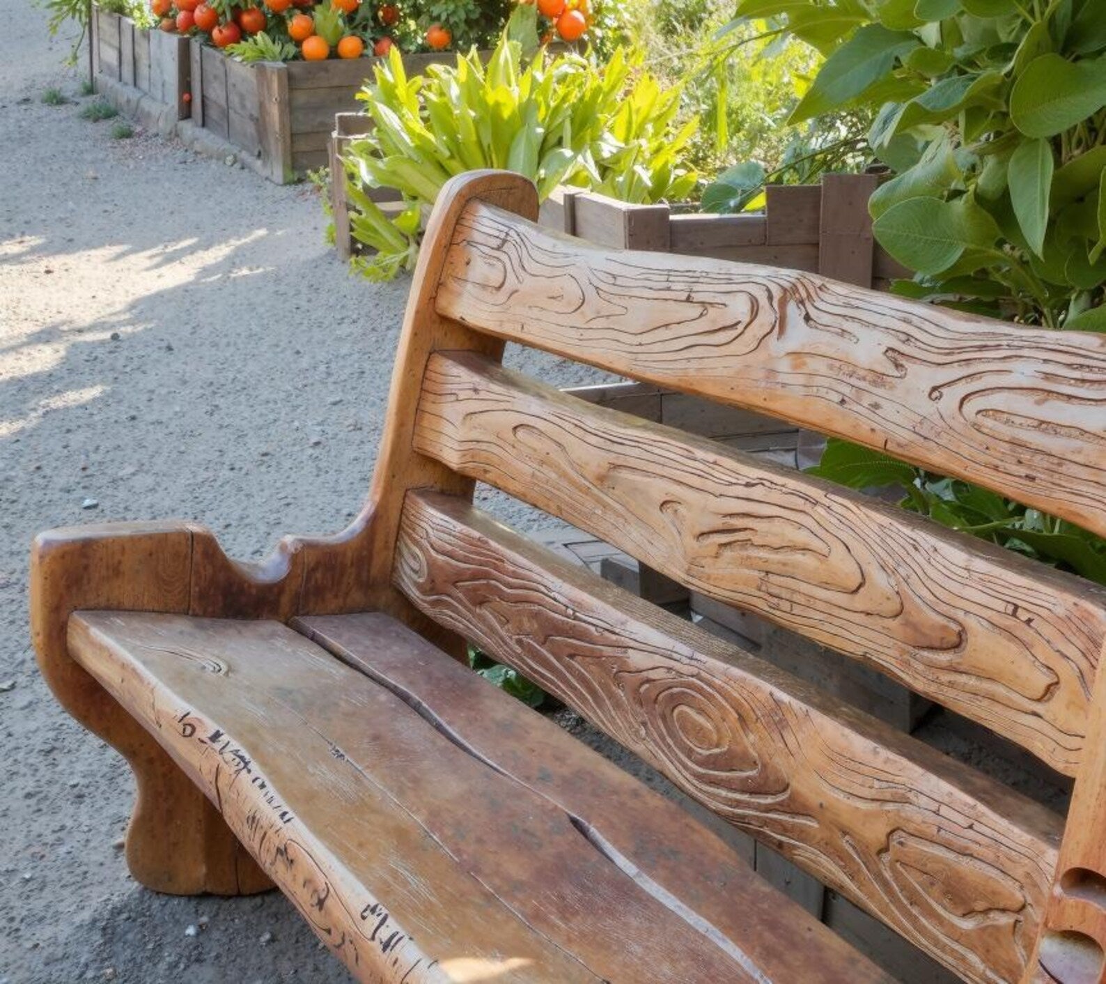 Rustic Solid Wood Bench For Natural Seating In Garden And Patio Spaces SITHBEN005