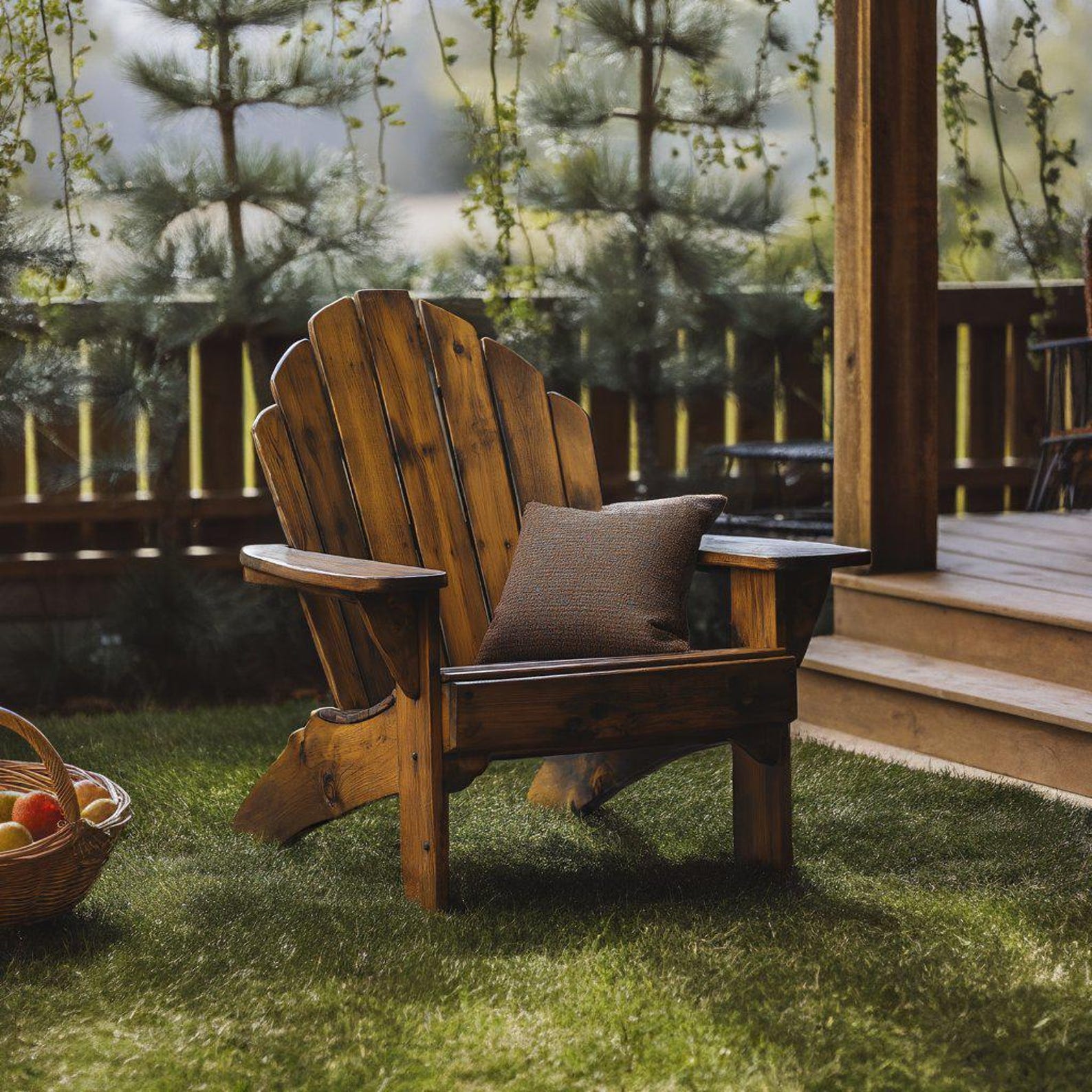 Rustic Adirondack Solid Wooden Chair For Patio Garden Porch Deck SITHCHR005