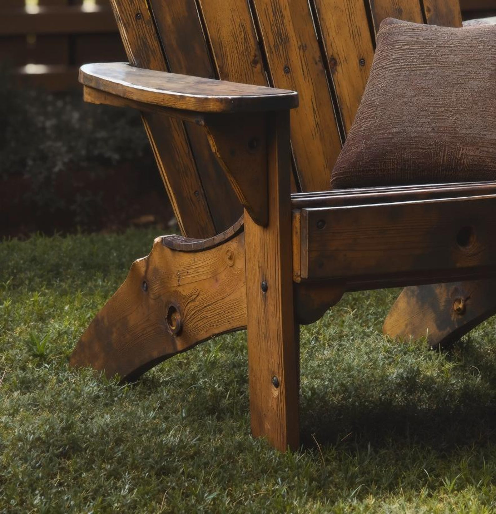 Rustic Adirondack Solid Wooden Chair For Patio Garden Porch Deck SITHCHR005