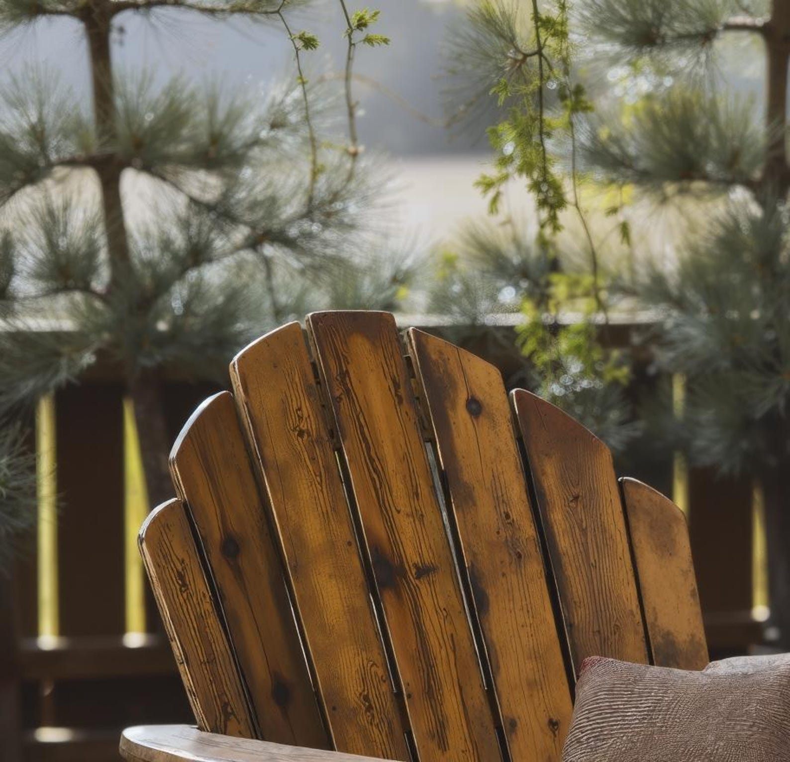 Rustic Adirondack Solid Wooden Chair For Patio Garden Porch Deck SITHCHR005