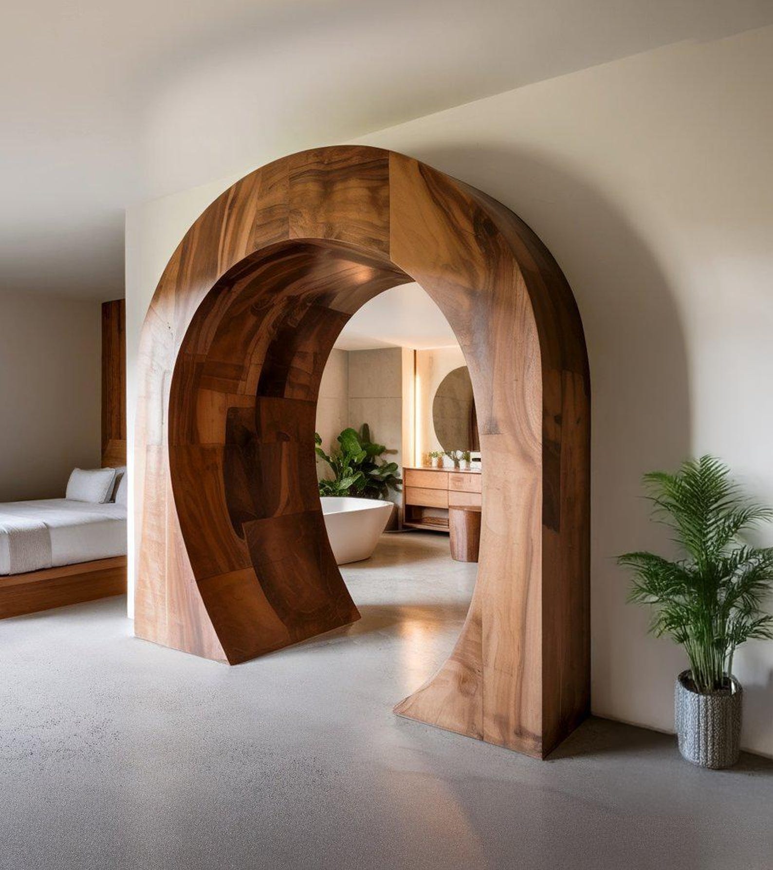 Modern Sculptural Wooden Archway Room Divider SITHACH002