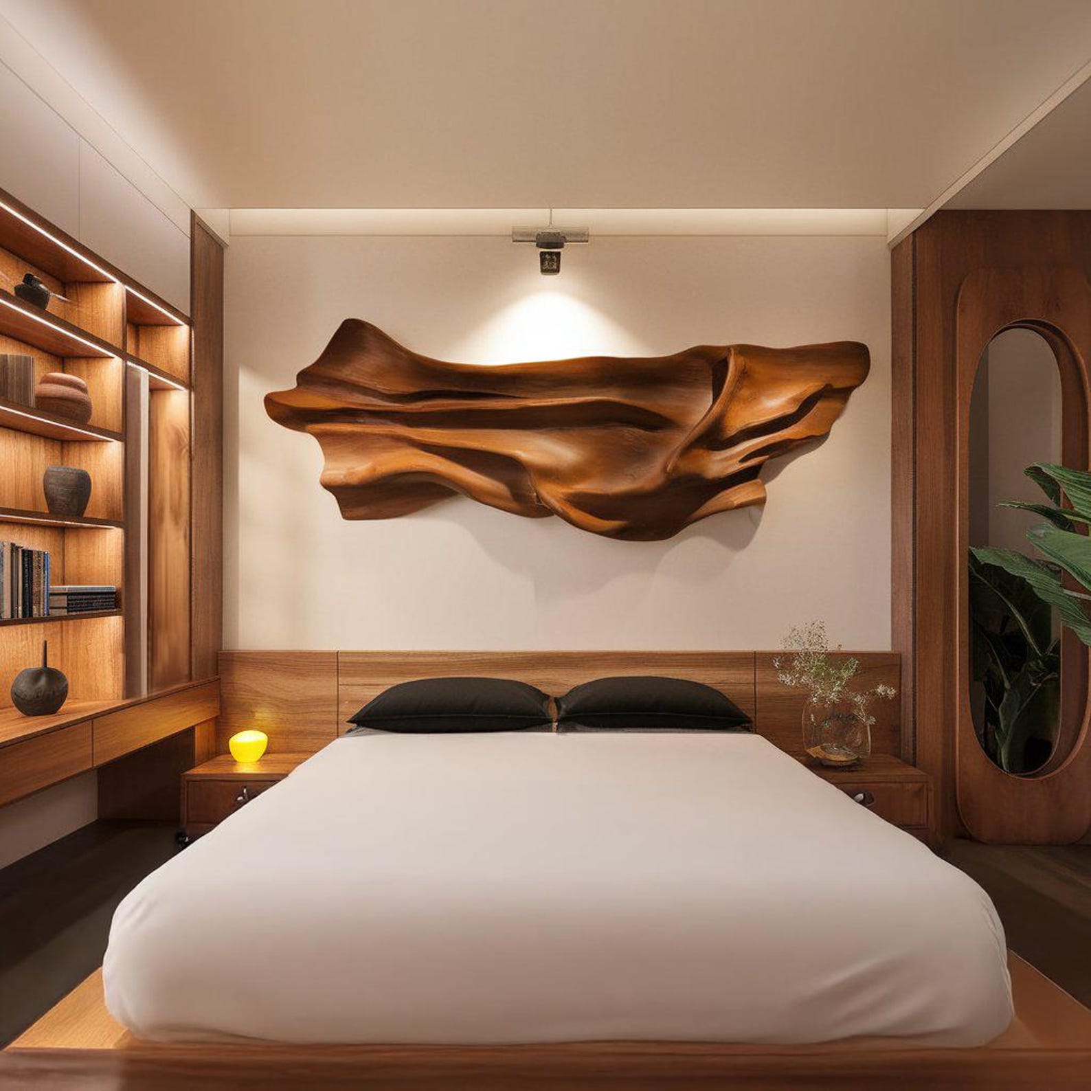 Modern Wooden Wall Sculpture For Bedroom Living Room Decor SITHWA007