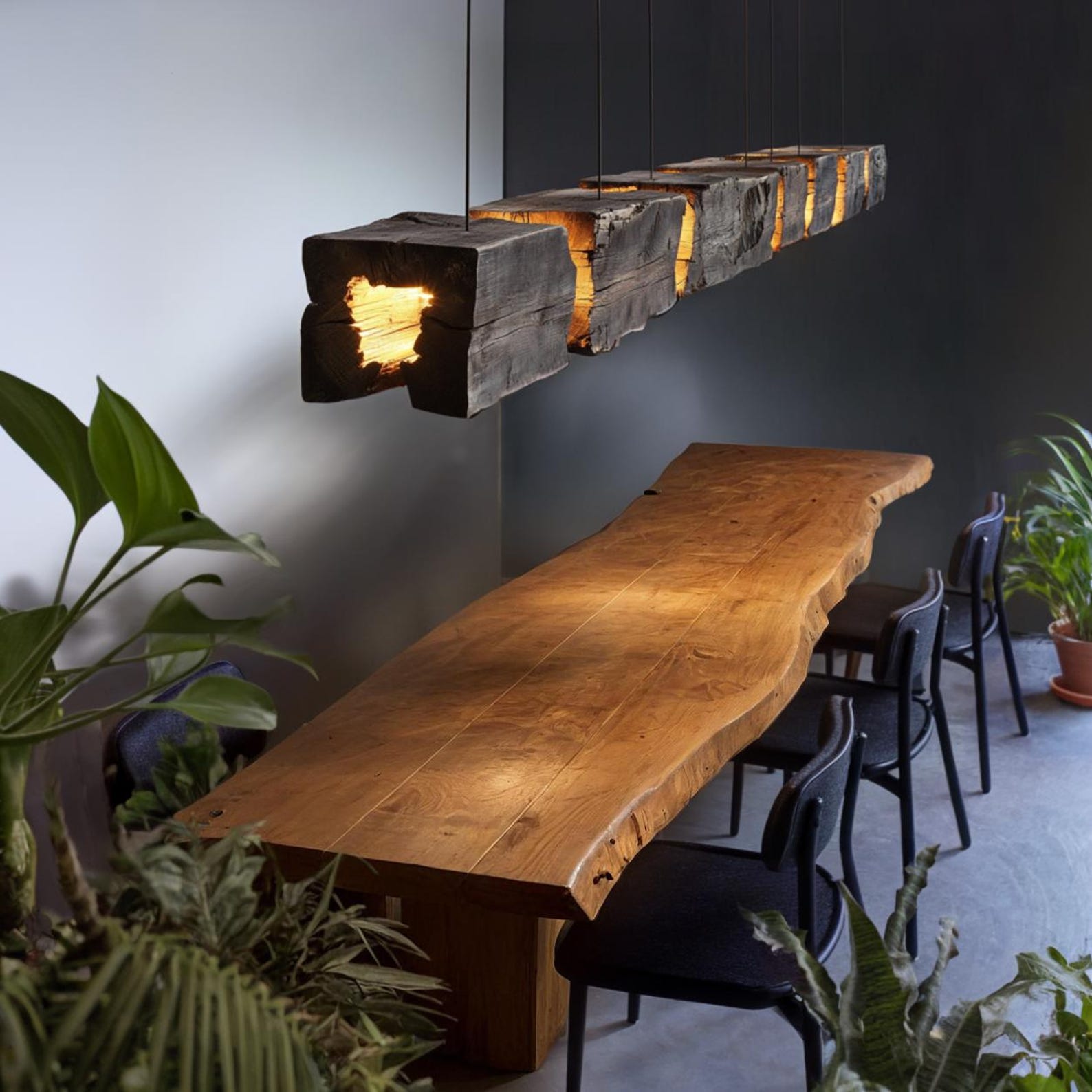 Rustic Pendant Light And Natural Log Lighting For Living Room Dining Room And Kitchen SITHLAM005
