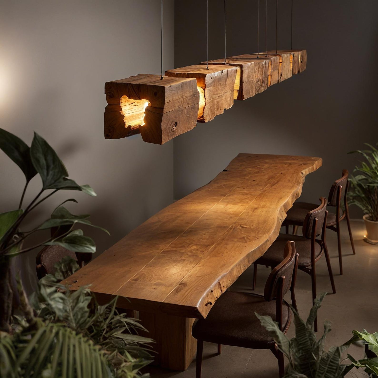 Rustic Pendant Light And Natural Log Lighting For Living Room Dining Room And Kitchen SITHLAM005