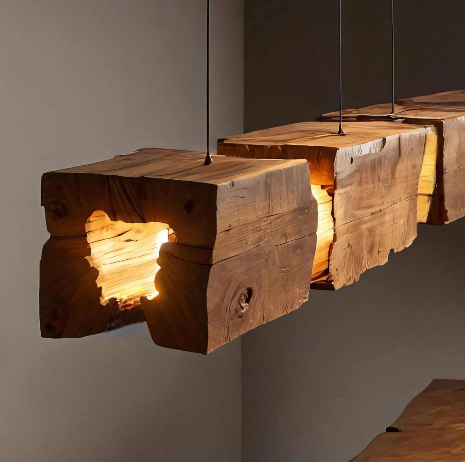 Rustic Pendant Light And Natural Log Lighting For Living Room Dining Room And Kitchen SITHLAM005