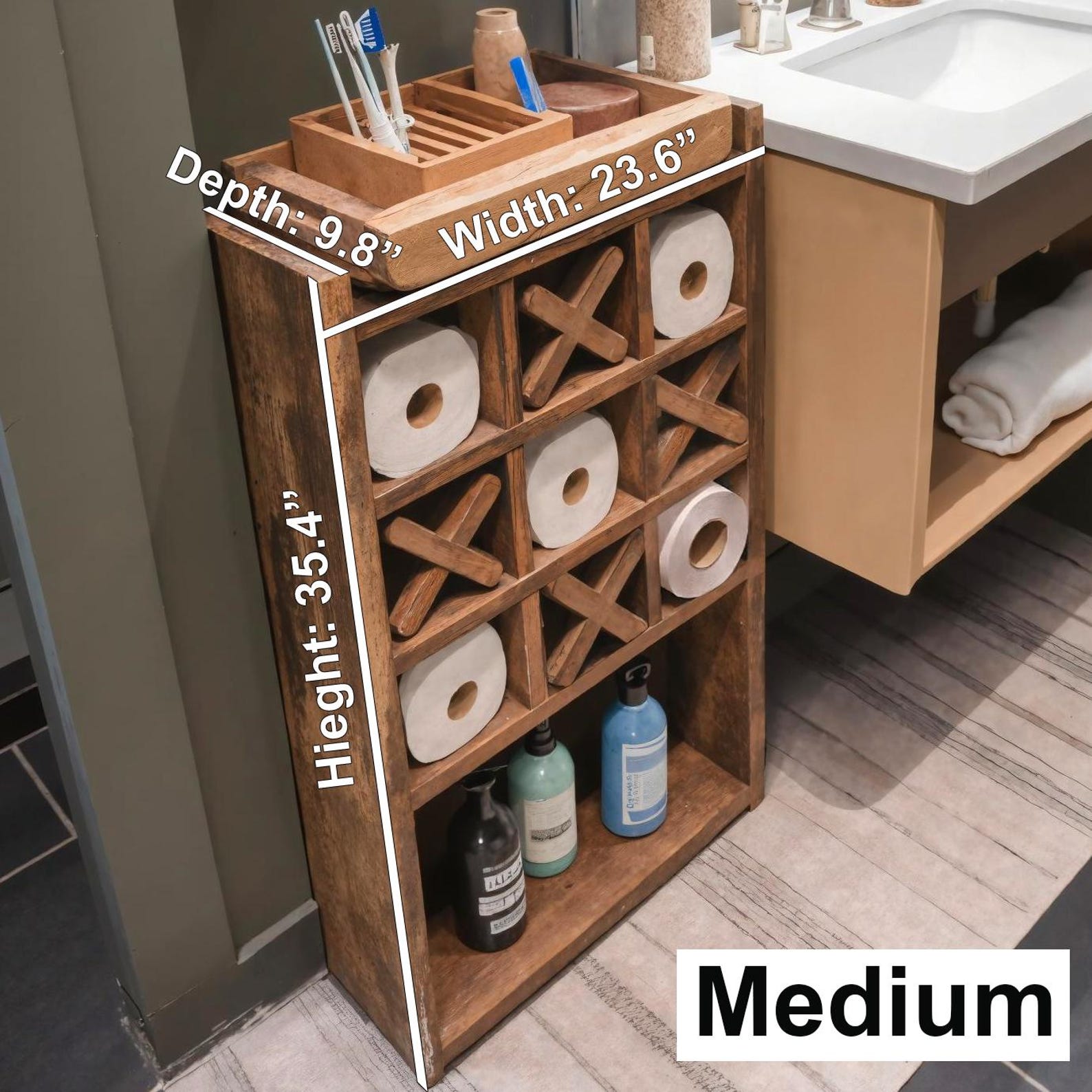 Rustic Bathroom Storage Shelf For Toilet Paper And Essentials SITHBAS001