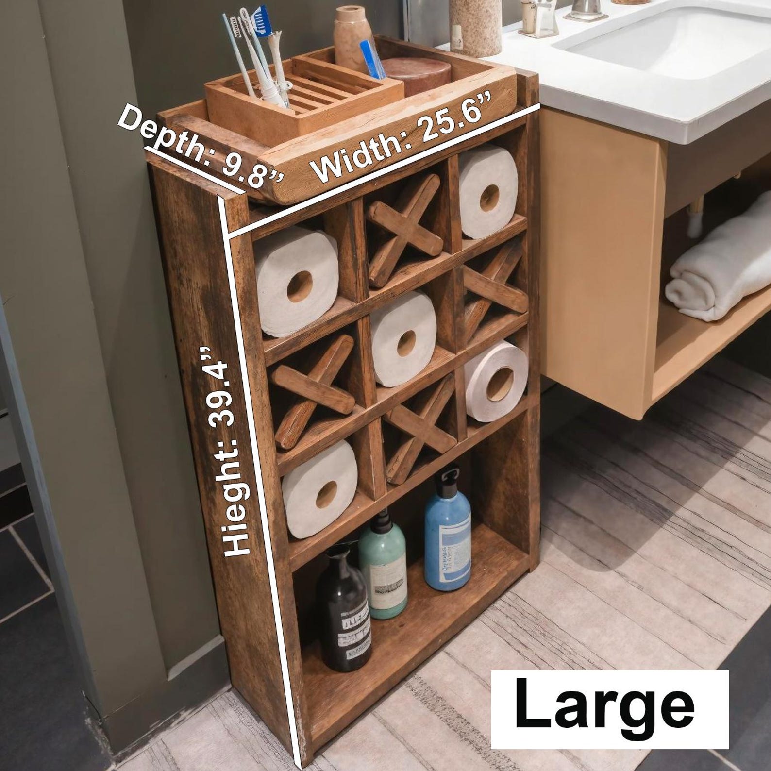 Rustic Bathroom Storage Shelf For Toilet Paper And Essentials SITHBAS001