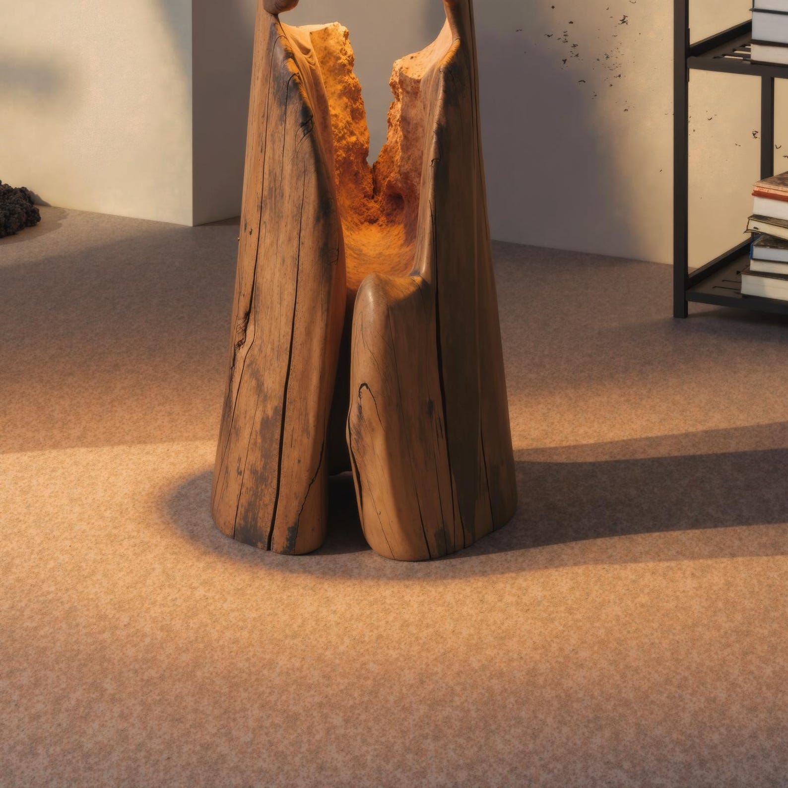Rustic Hollowed Log Floor Lamp For Lighting In Living Room Bedroom And Office SITHLAM003