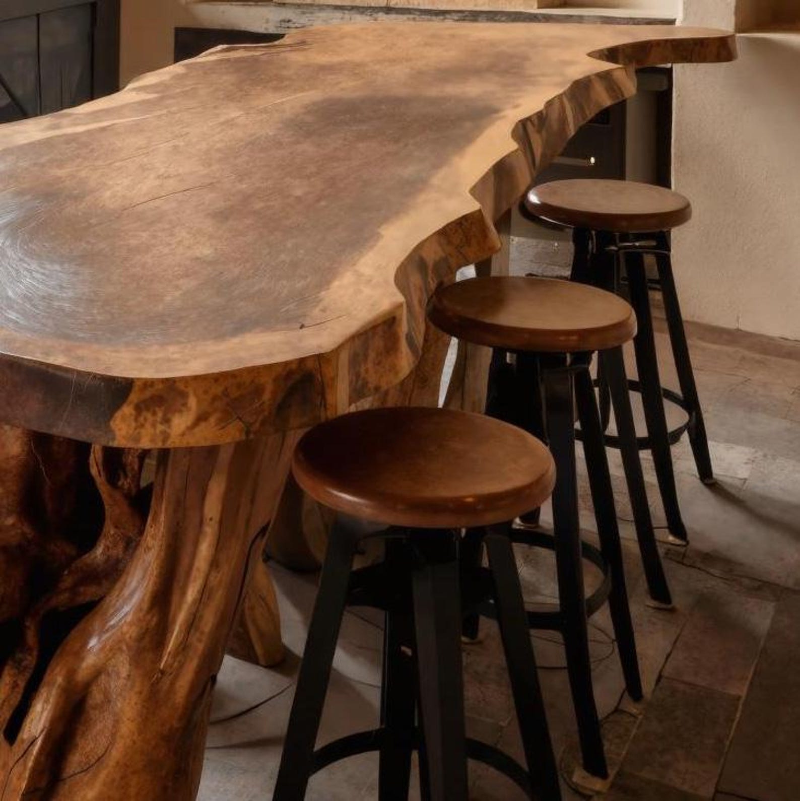 Rustic Live Edge Kitchen Island Table For Cozy Dining And Bar Gathering SITHDN002