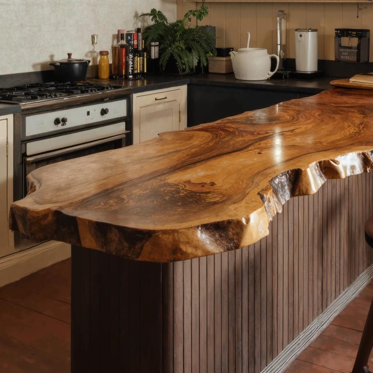 Rustic Live Edge Kitchen Island Countertop For Home Cooking And Social Dining SITHDN001