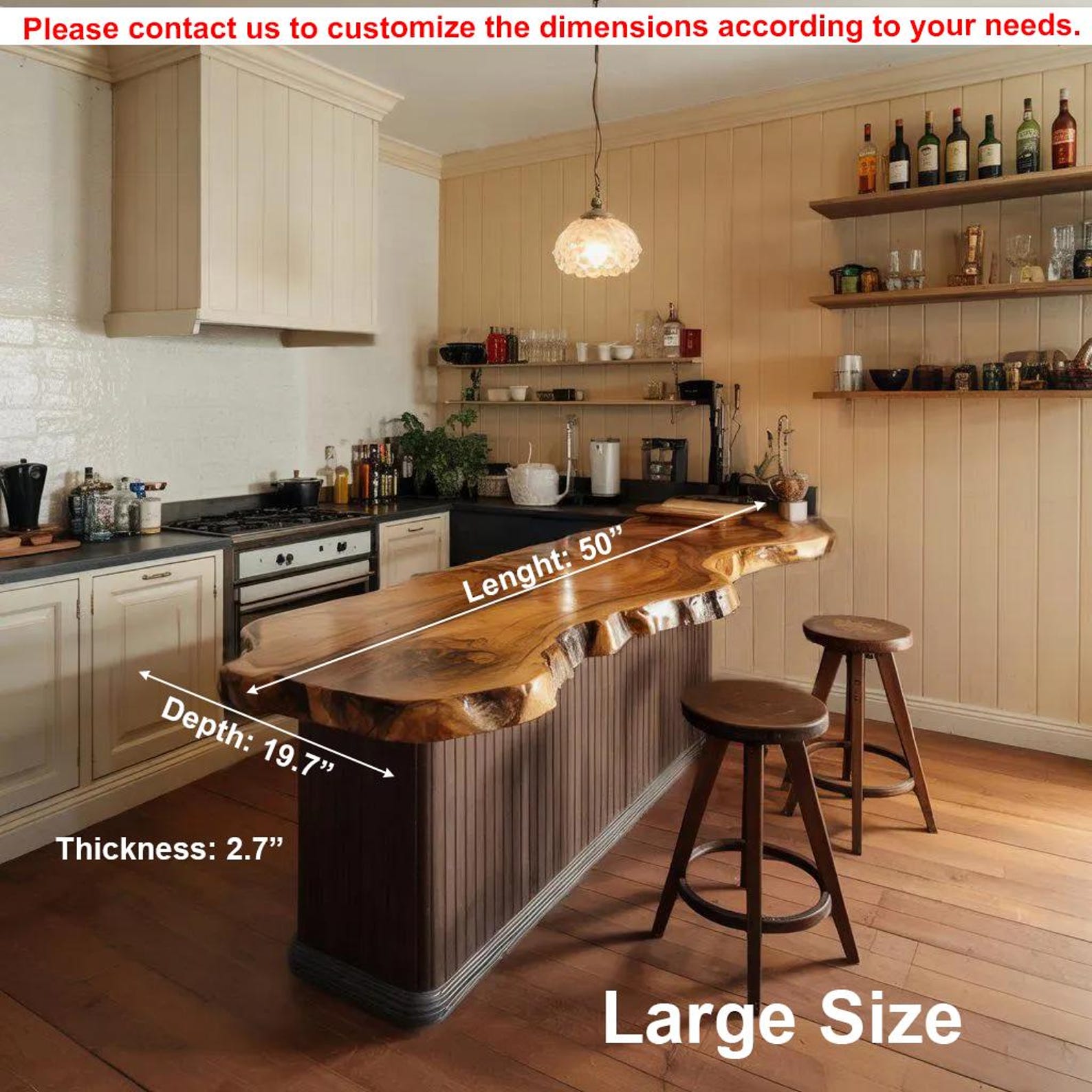 Rustic Live Edge Kitchen Island Countertop For Home Cooking And Social Dining SITHDN001