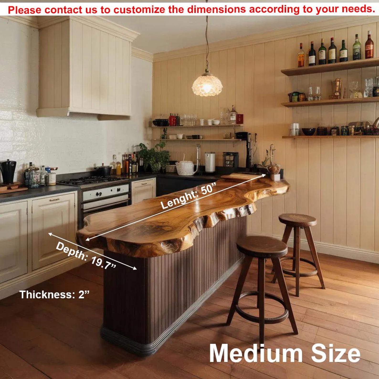 Rustic Live Edge Kitchen Island Countertop For Home Cooking And Social Dining SITHDN001