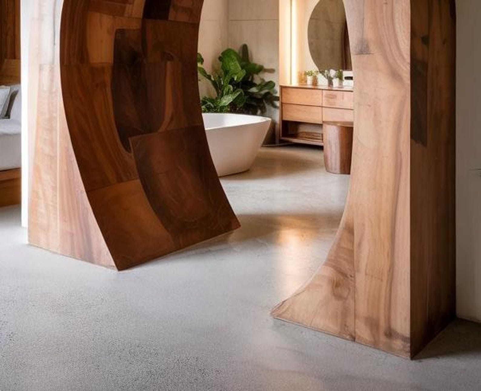 Modern Sculptural Wooden Archway Room Divider SITHACH002