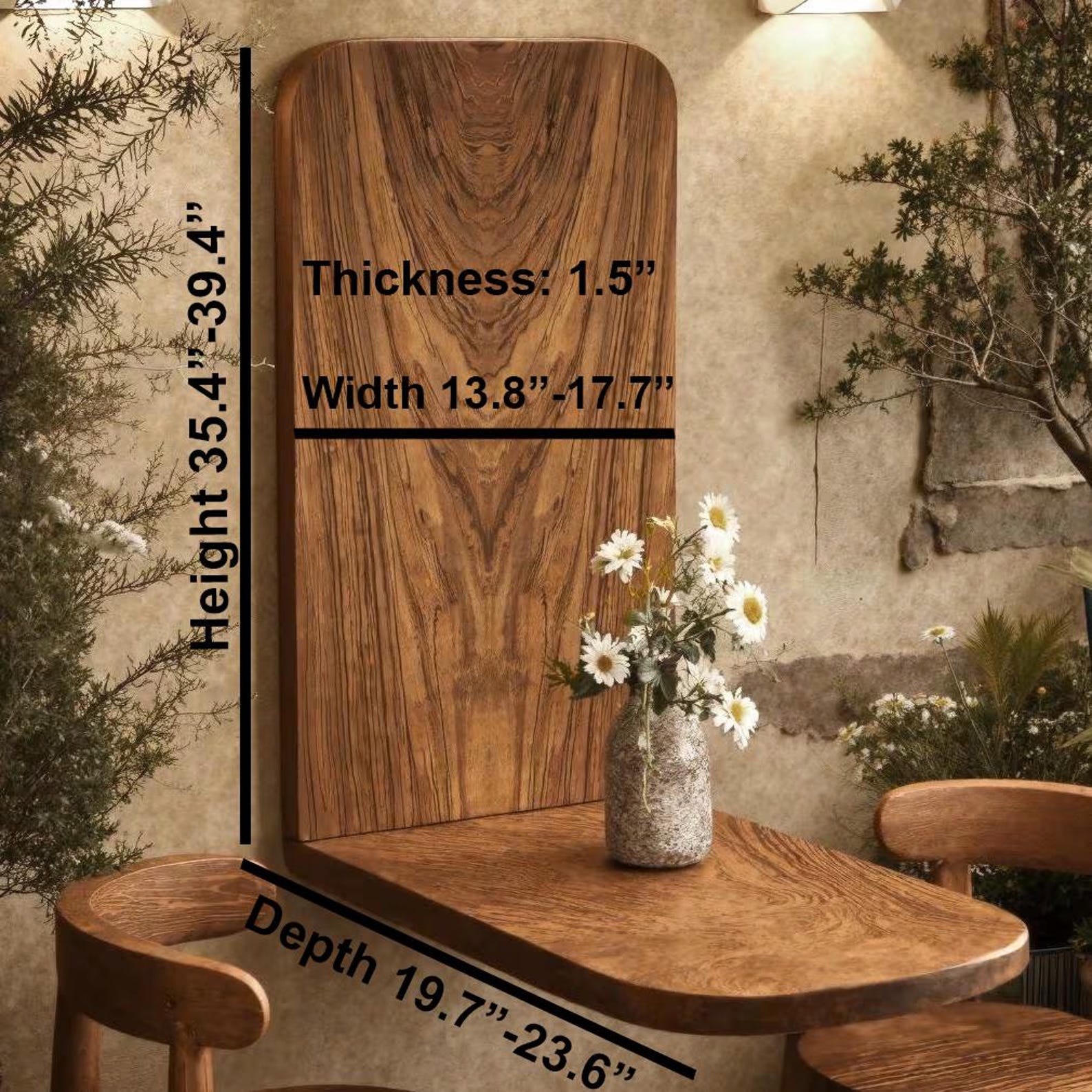 Rustic Minimalist Wall Mounted Wooden Table For Balcony And Patio SITHWMT001