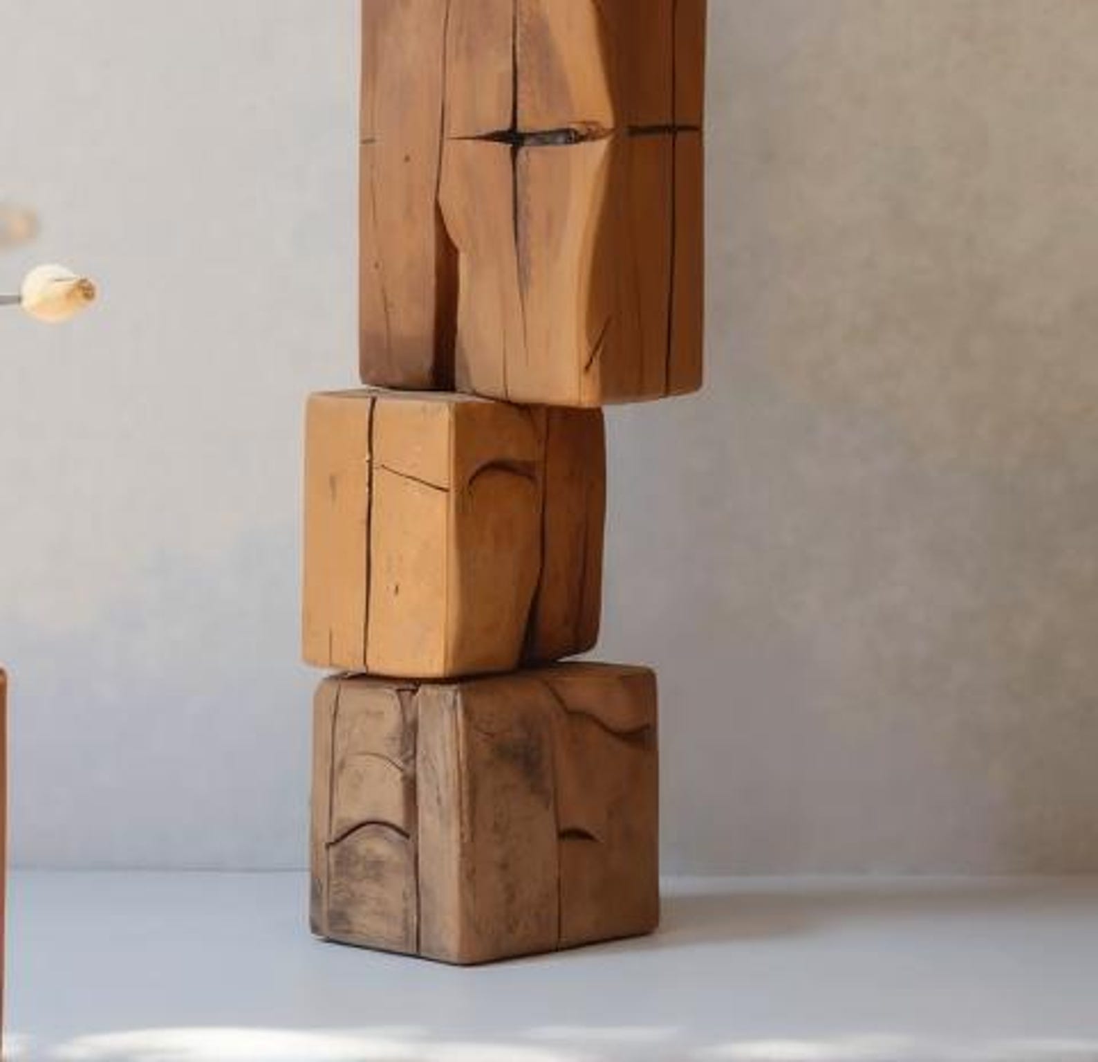 Modern Stacked Wood Sculpture For Hallway And Art Corner SITHSTW001
