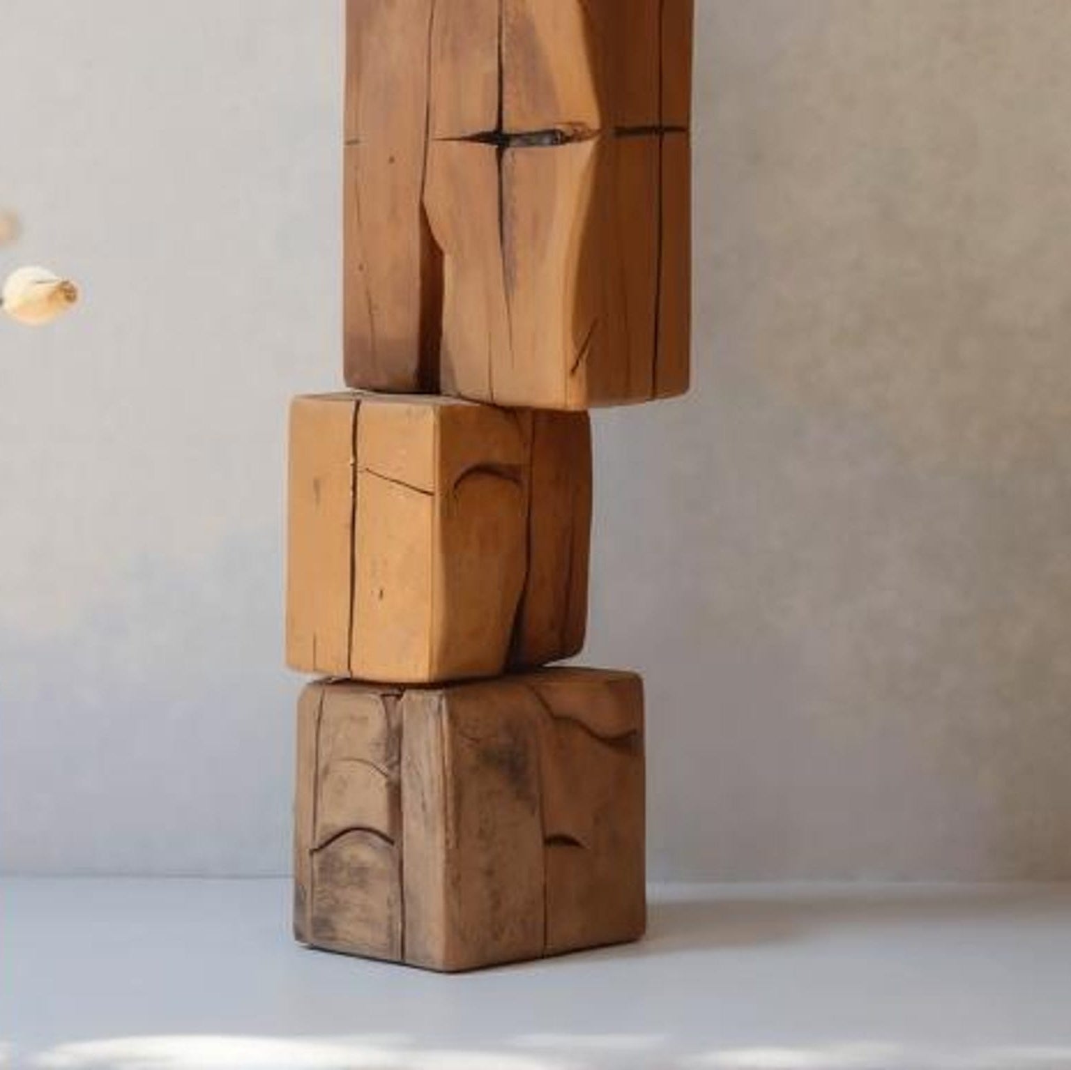 Modern Stacked Wood Sculpture For Hallway And Art Corner SITHSTW001