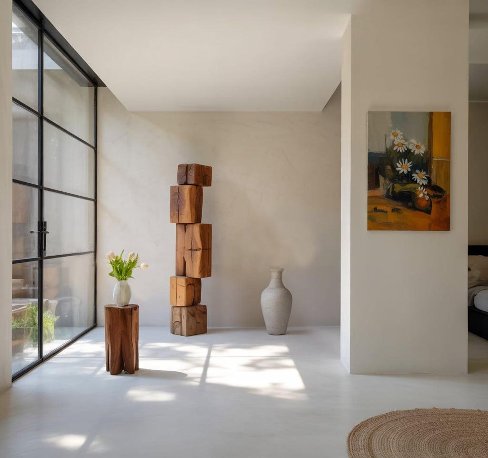 Modern Stacked Wood Sculpture For Hallway And Art Corner SITHSTW001