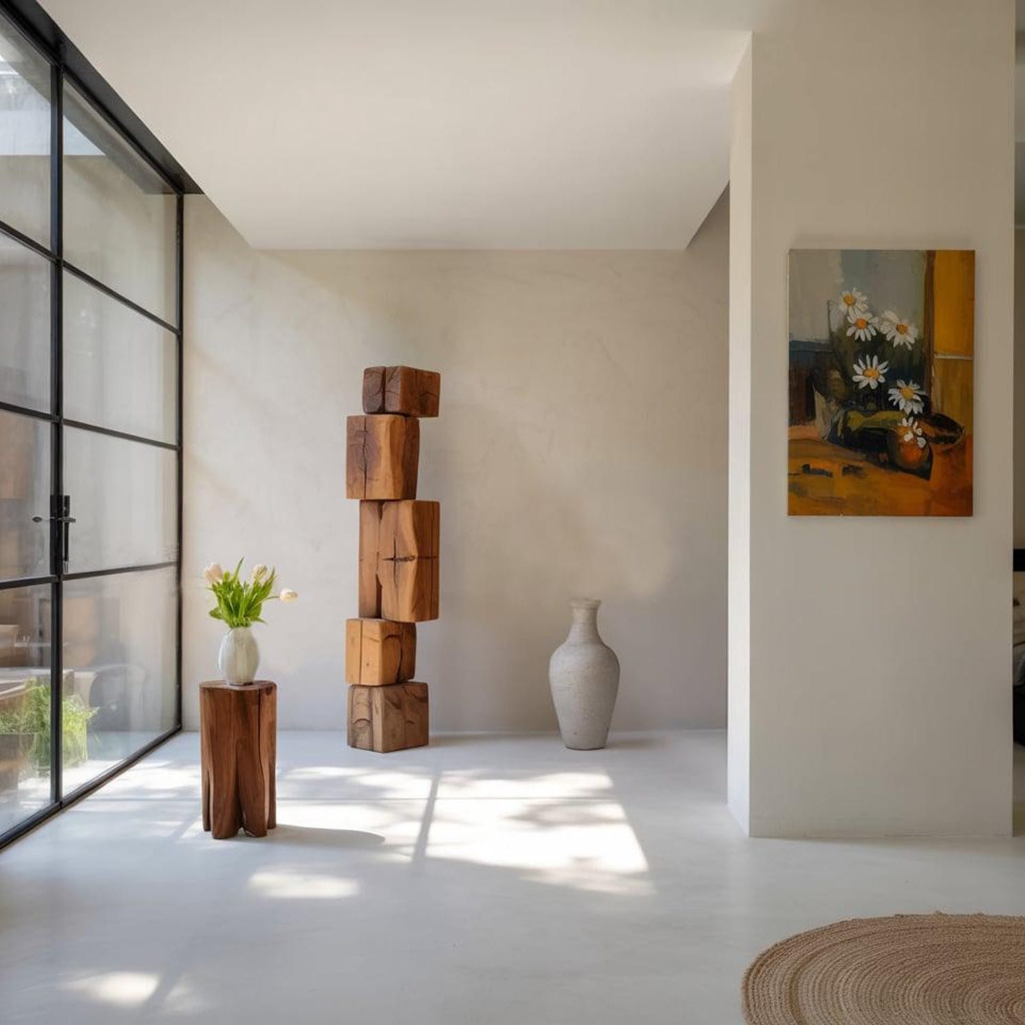 Modern Stacked Wood Sculpture For Hallway And Art Corner SITHSTW001