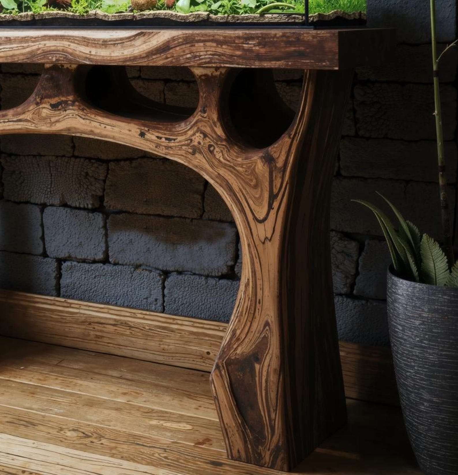 Handmade Coffee Table With Built-in Aquarium Design SITHTAM006