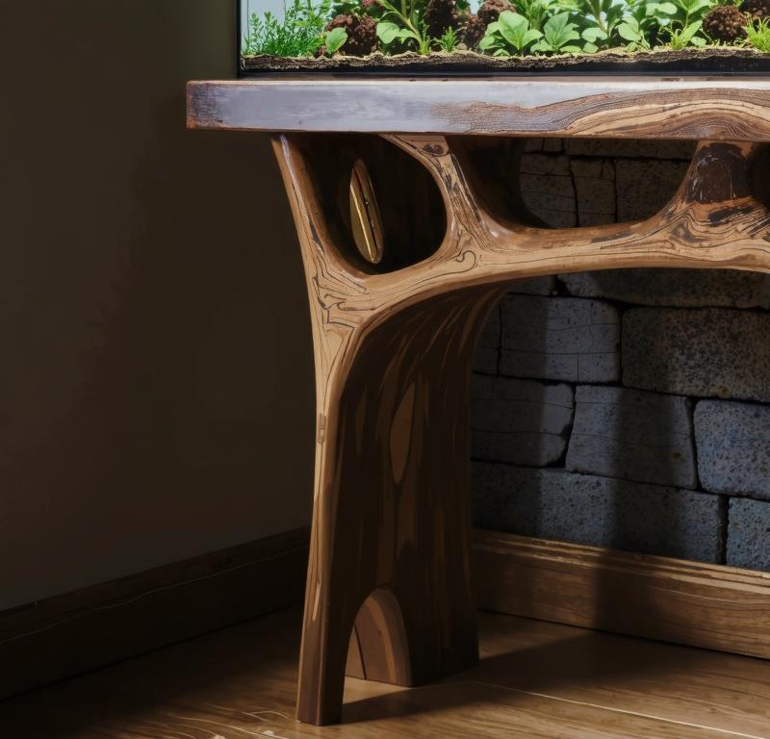 Handmade Coffee Table With Built-in Aquarium Design SITHTAM006