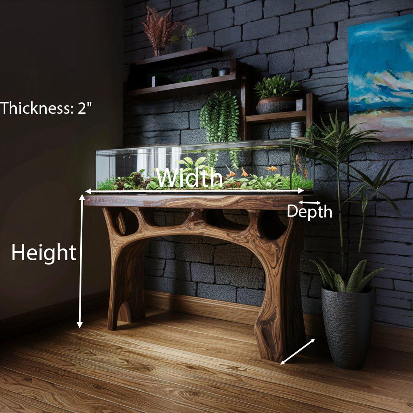 Handmade Coffee Table With Built-in Aquarium Design SITHTAM006