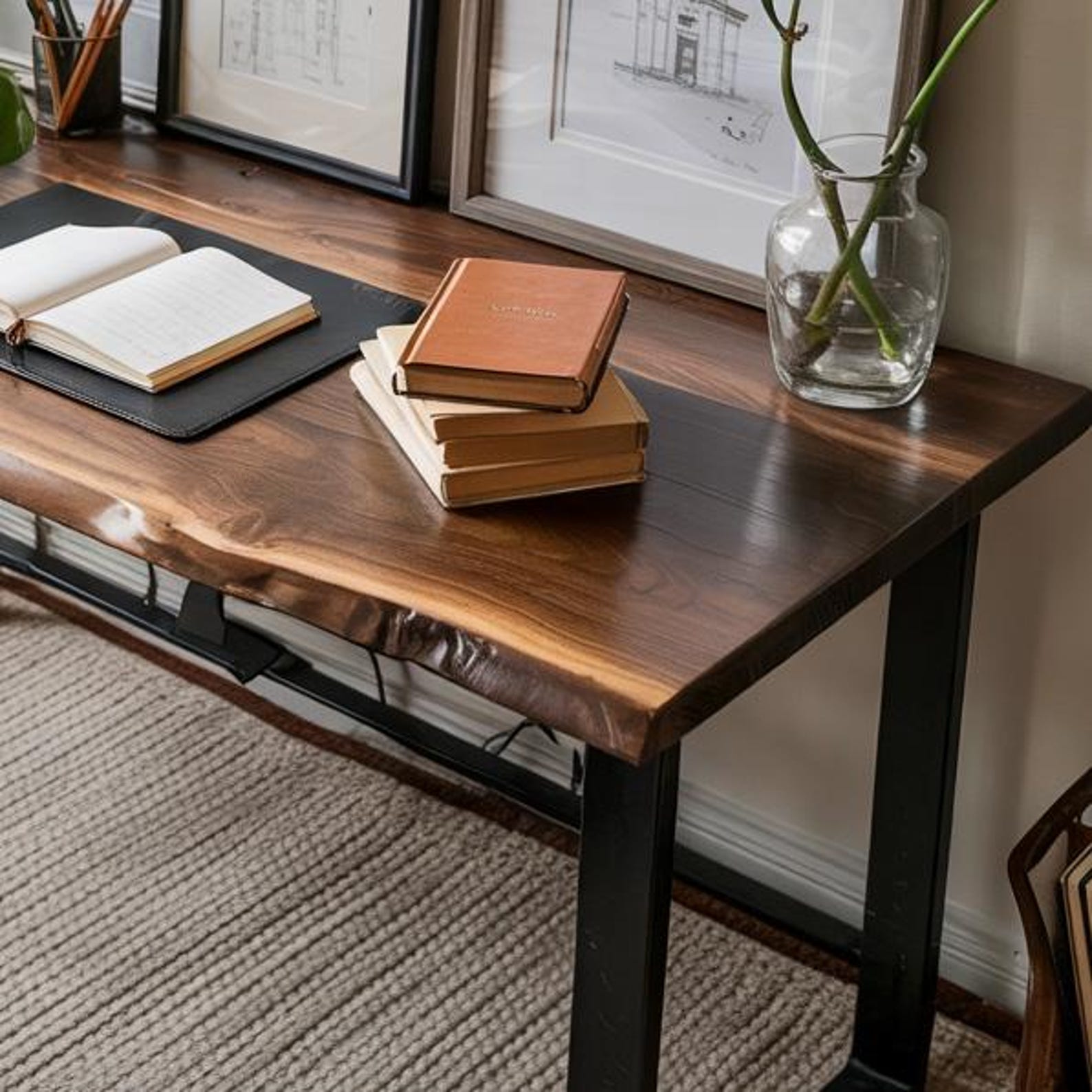 Rustic Artisan Live Edge Desk For Minimal Home Office Or Study Nook SITHDE017